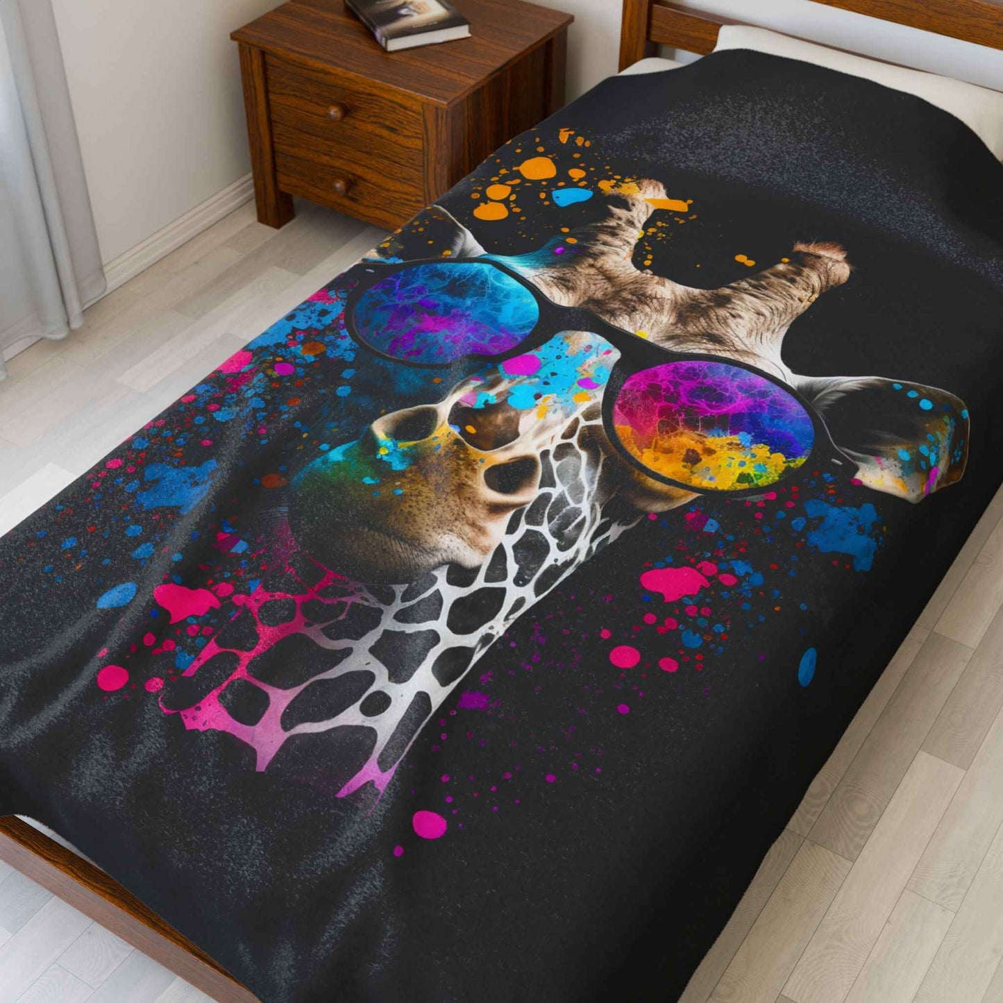 Colorful Giraffe Plush Blanket