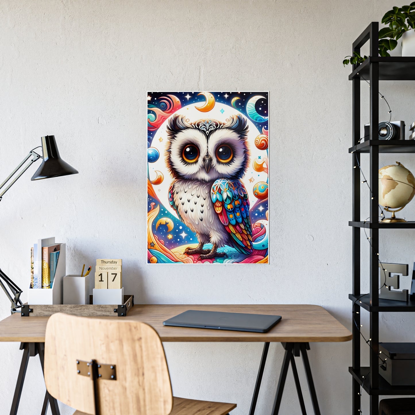 Vibrant Owl Art Poster, Colorful Wall Decor - VYBE Shop