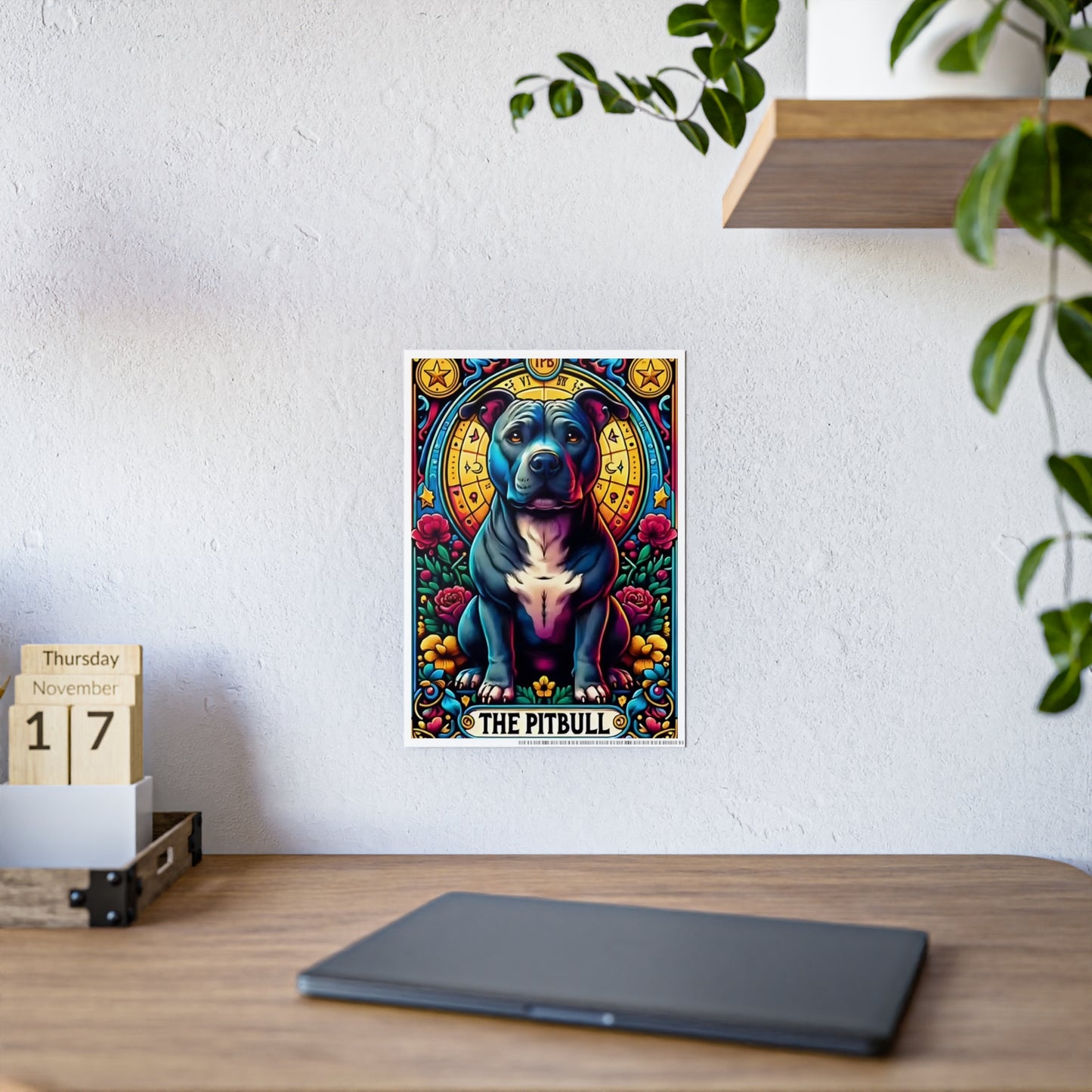 Pitbull Tarot Art Print | Colorful Gloss Poster for Dog Lovers - VYBE Shop