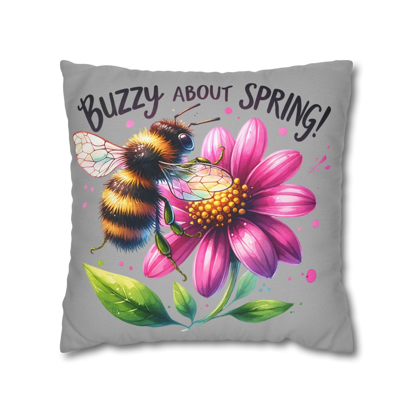 Buzzing Spring Pillowcase - Bee Decor Floral Cushion Cover for Spring Home Decor, Perfect Gift for Bee Lovers and Nature-Inspired Decor - VYBE Shop