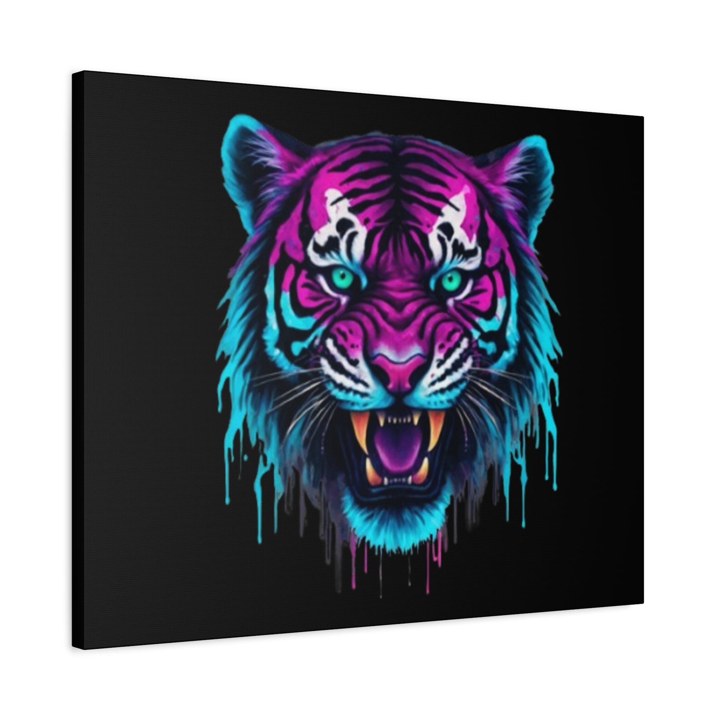 Neon Tiger Canvas Art, Wall Decor, Colorful Animal Artwork, Home Interior, Gift for Animal Lovers, Unique Wall Hanging - VYBE Shop