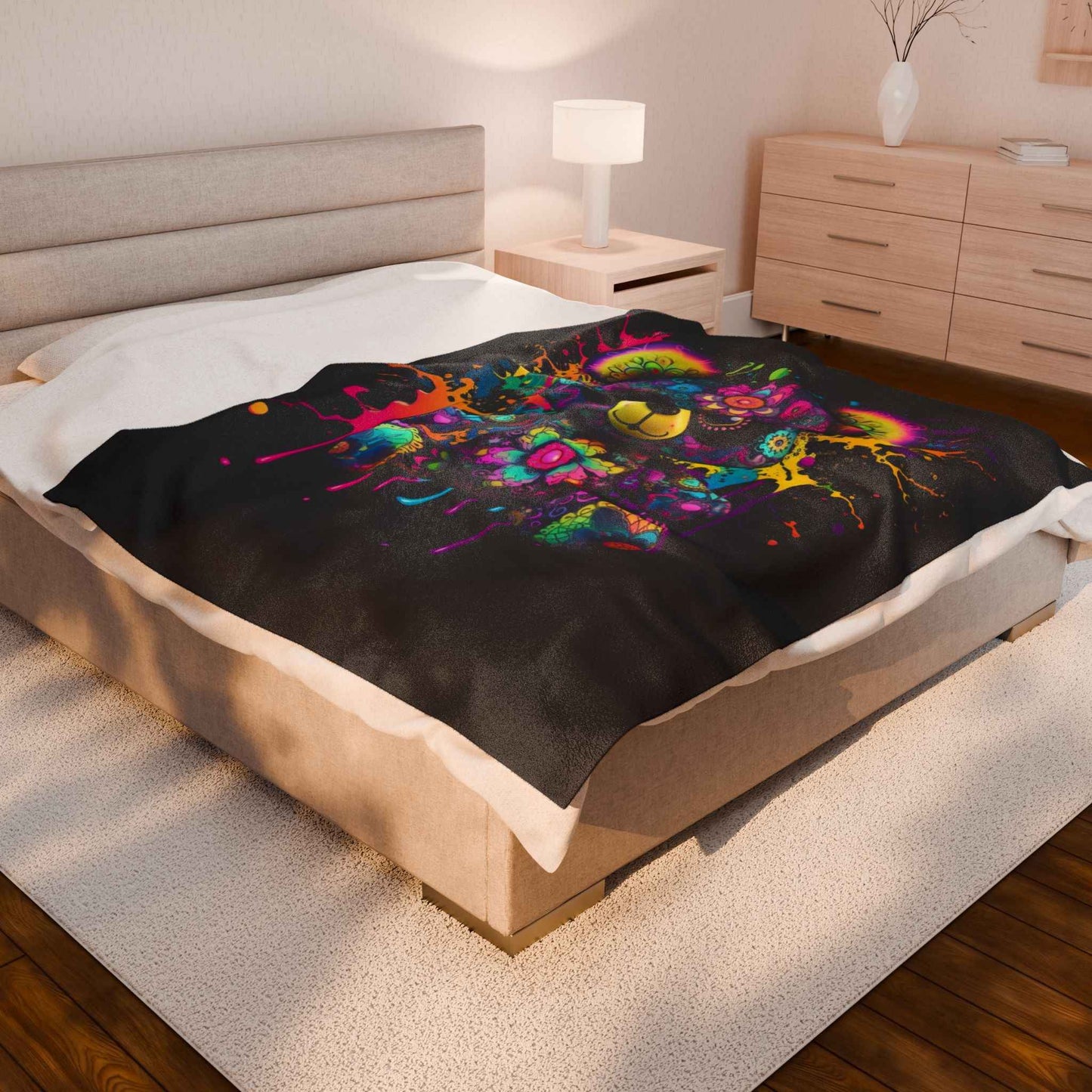 Colorful Bear Plush Blanket