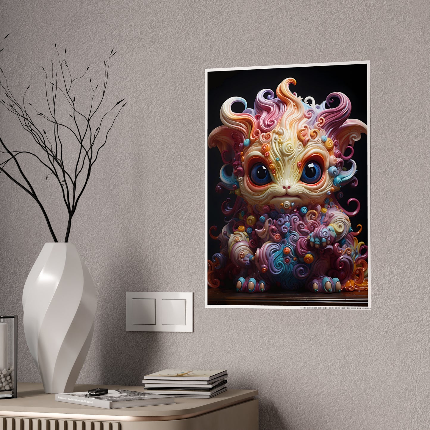 Colorful Monster Art Poster, Cute Creature Wall Art - VYBE Shop