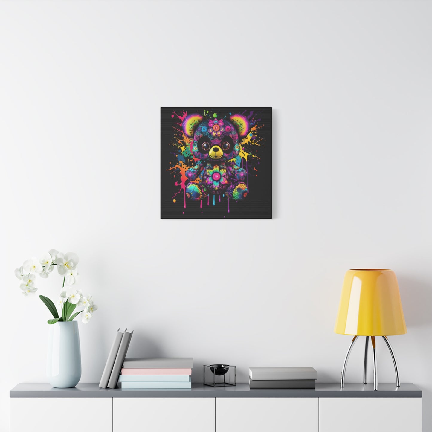 Artistic Bear Canvas Wall Art, Colorful Bear Decor, Playful Room Decor, Unique Gift for Kids, Nursery Wall Hanging - VYBE Shop