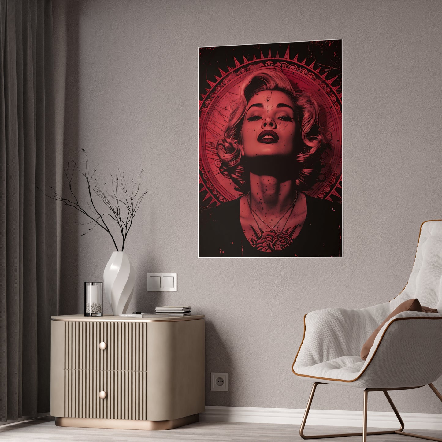 Woman In Red Art Print - Elegant Poster for Stylish Decor - VYBE Shop