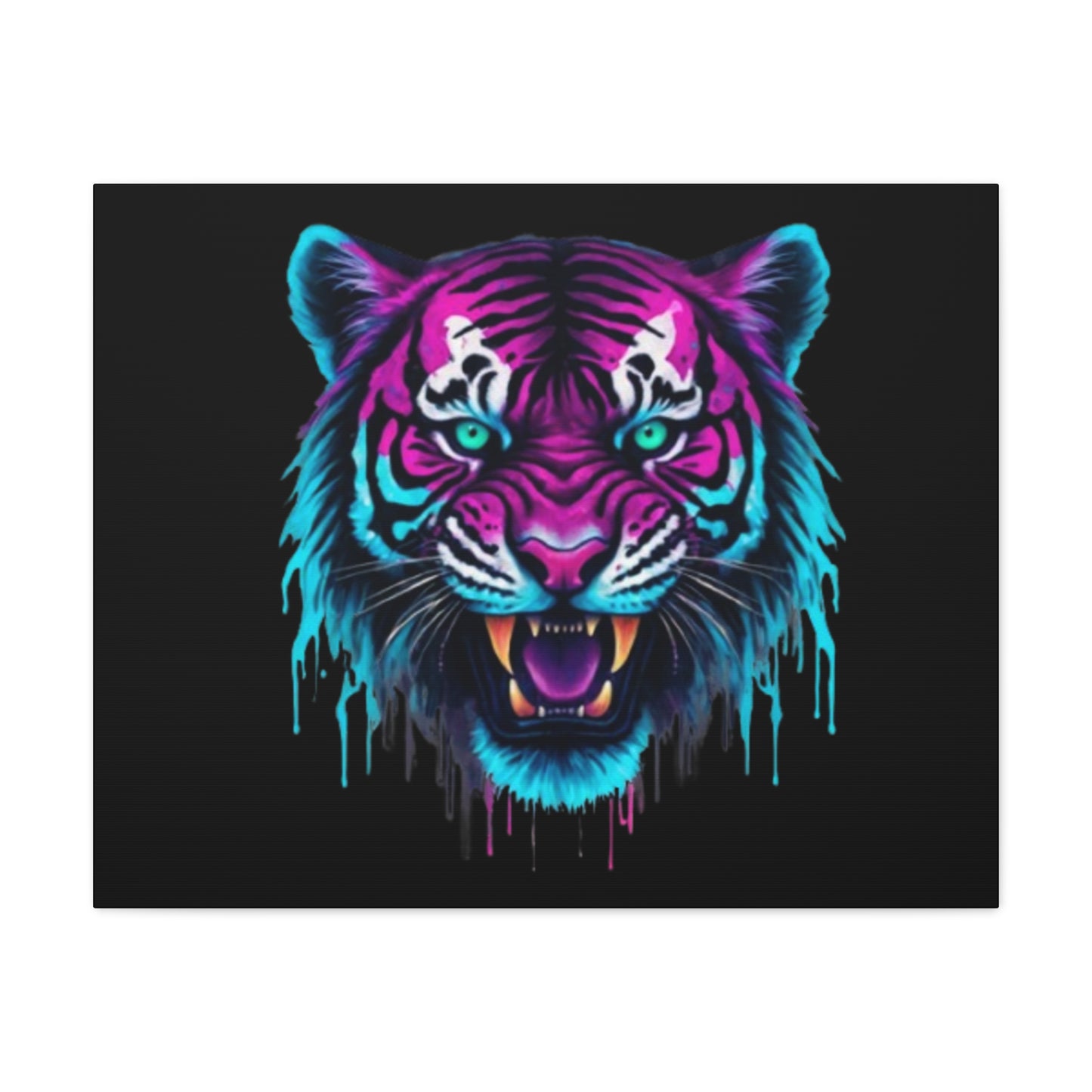 Neon Tiger Canvas Art, Wall Decor, Colorful Animal Artwork, Home Interior, Gift for Animal Lovers, Unique Wall Hanging - VYBE Shop