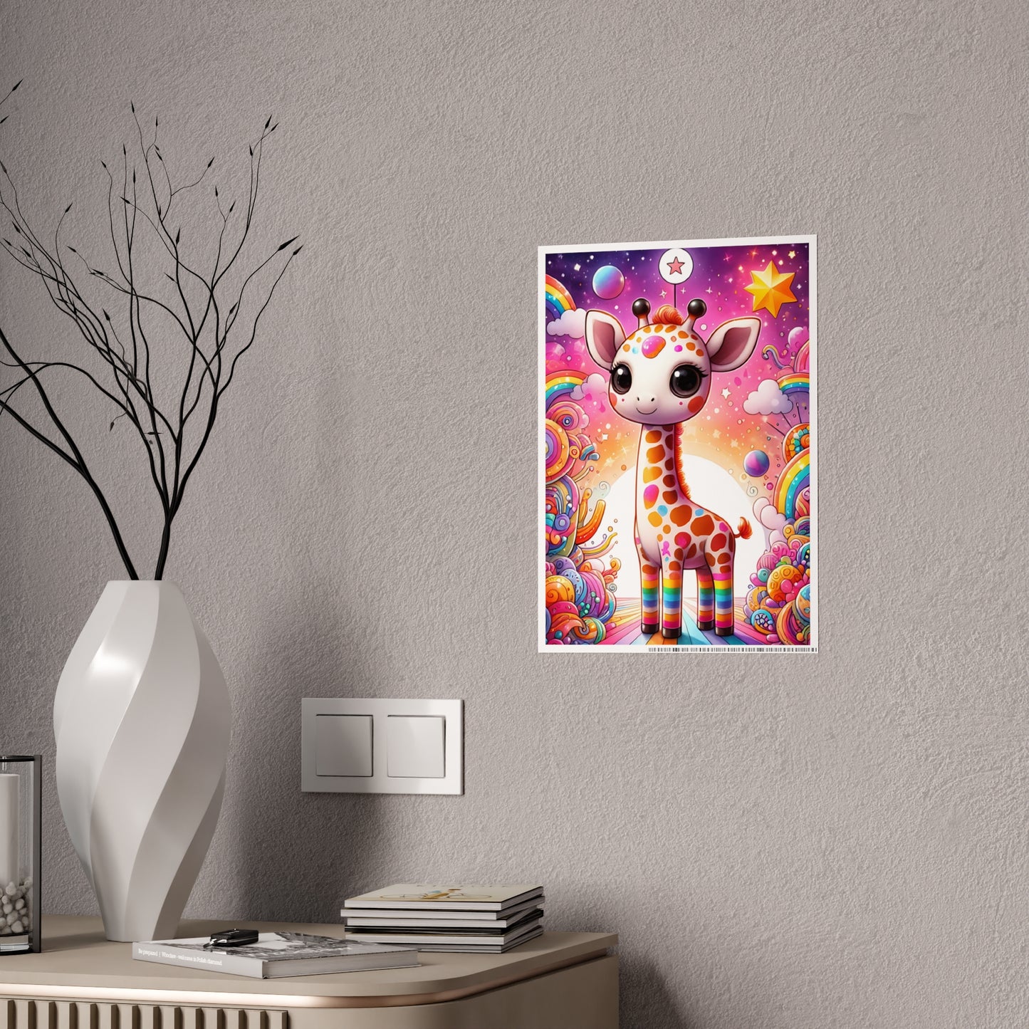 Colorful Giraffe Art Poster, Cute Wall Decor - VYBE Shop