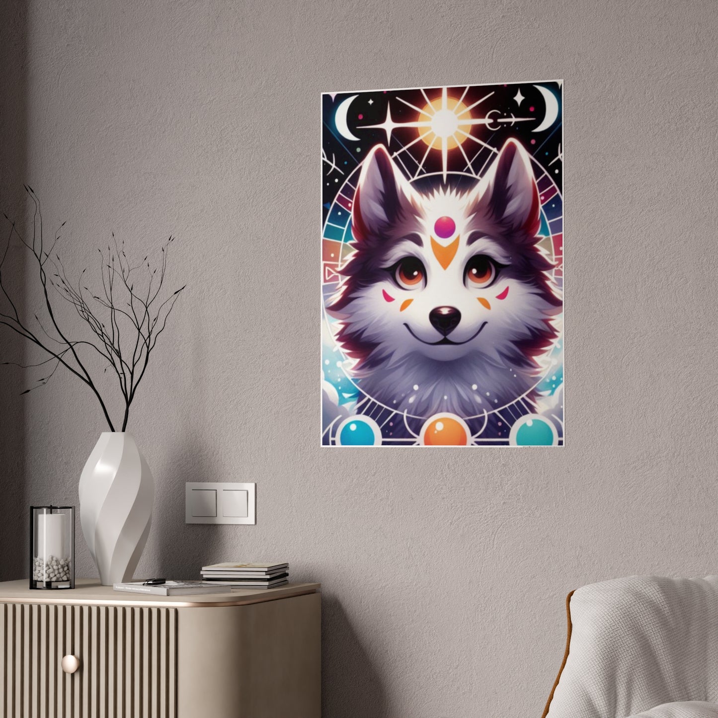 Cosmic Wolf Poster | Astrological Art for Home Decor - VYBE Shop