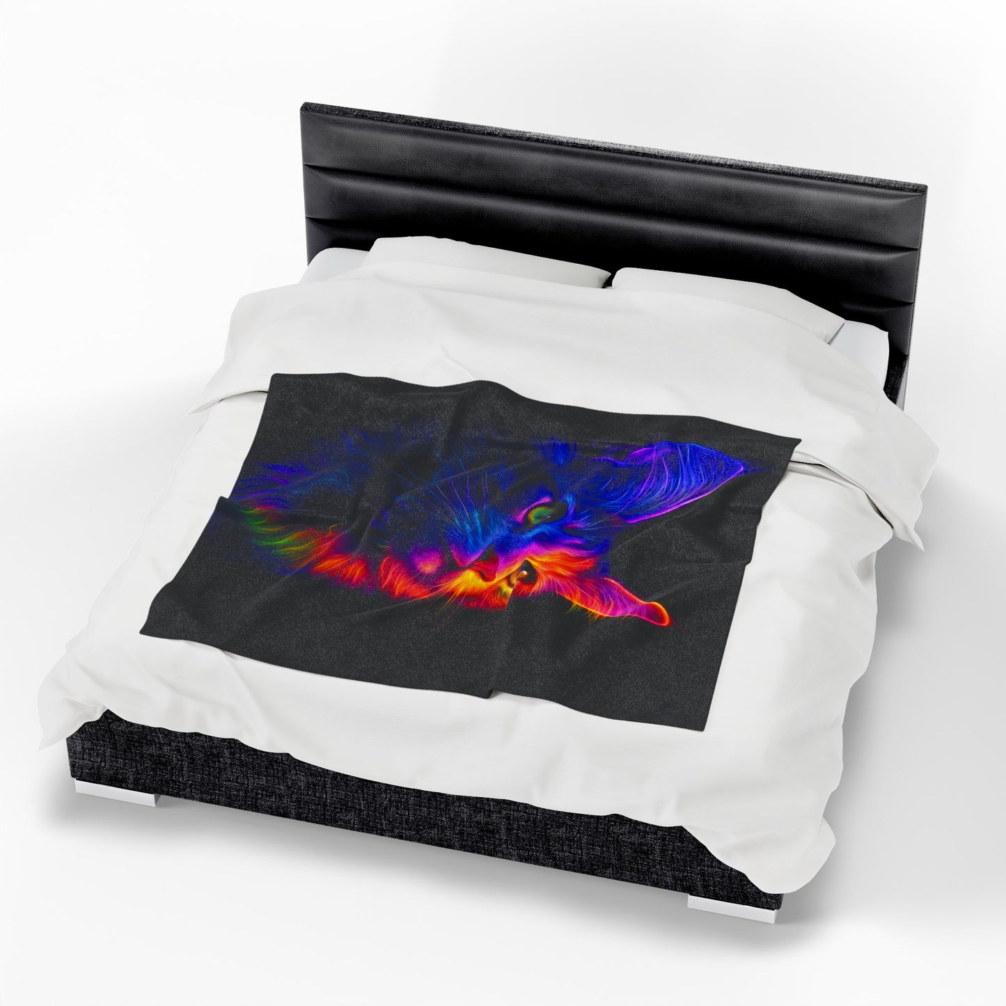 Neon Cat Velvet Blanket - VYBE Shop