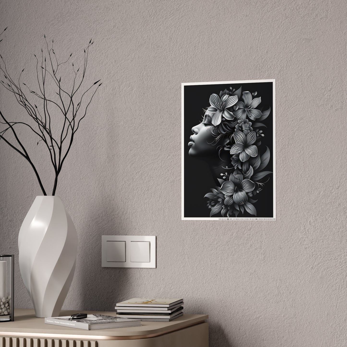 AfroArt Floral Portrait Poster - Elegant Floral Portrait Gloss Wall Art Print - VYBE Shop