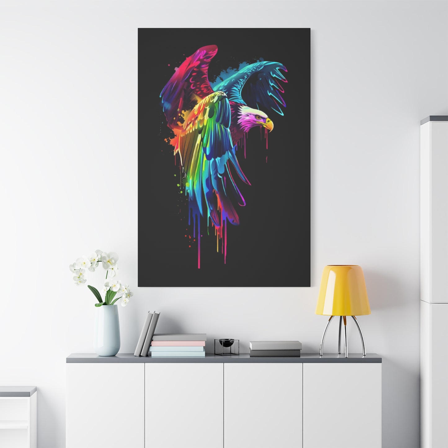 Neon Eagle Canvas Art, Colorful Wall Decor, Animal Lover Gift, Rainbow Decor, Home Sweet Home, Colorful Eagle Painting - VYBE Shop