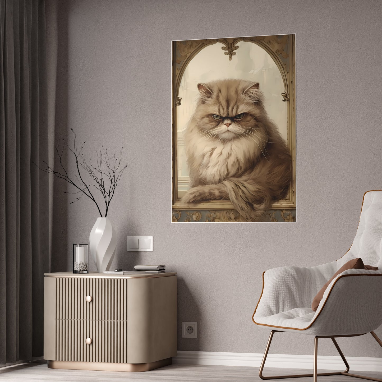 Glossy Kitty Art Poster, Cat Lover Gift, Vintage Style Poster - VYBE Shop