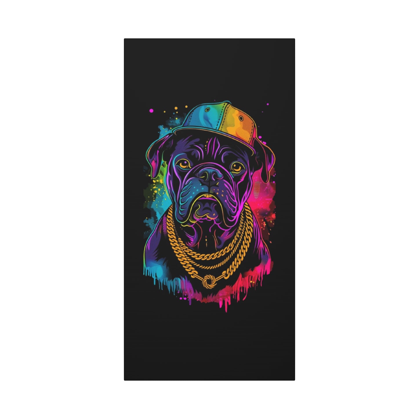 Neon Dog In Chain Matte Canvas, Stretched, 1.25" - VYBE Shop