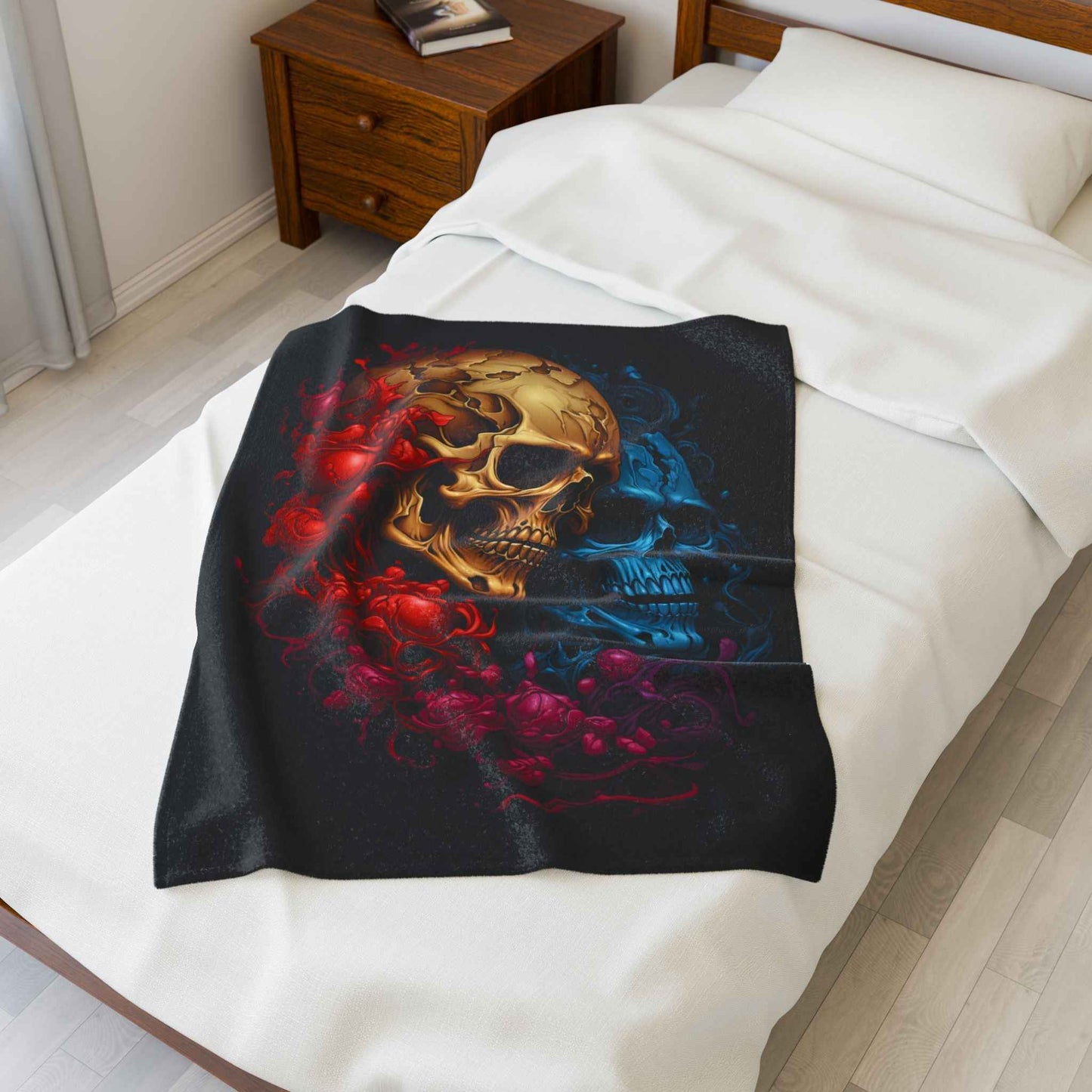 Skull Plush Blanket | Cozy Gothic Decor for Halloween and Home Throw