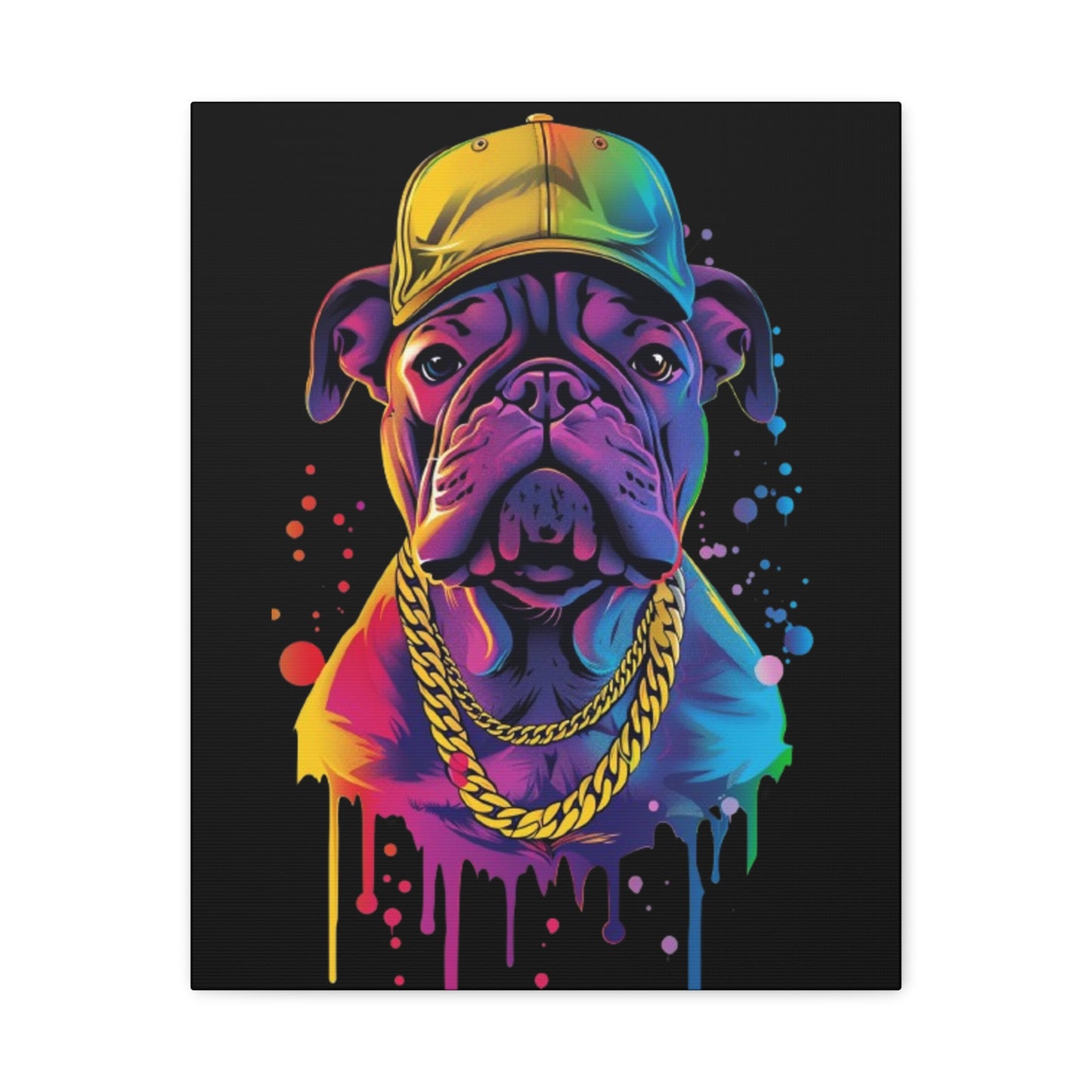 Neon Dog Portrait Canvas Art, Stretched Wall Decor, Pet Lover Gift, Funky Home Decor, Dog Themed Artwork, Unique Dog Gift - VYBE Shop