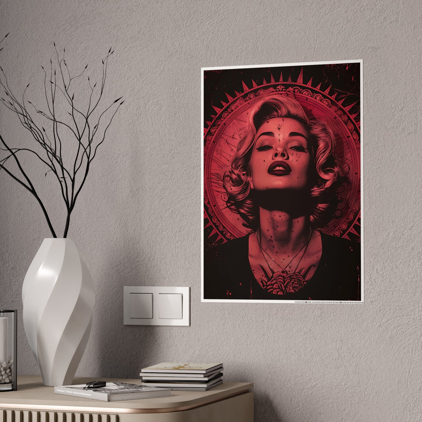 Woman In Red Art Print - Elegant Poster for Stylish Decor - VYBE Shop