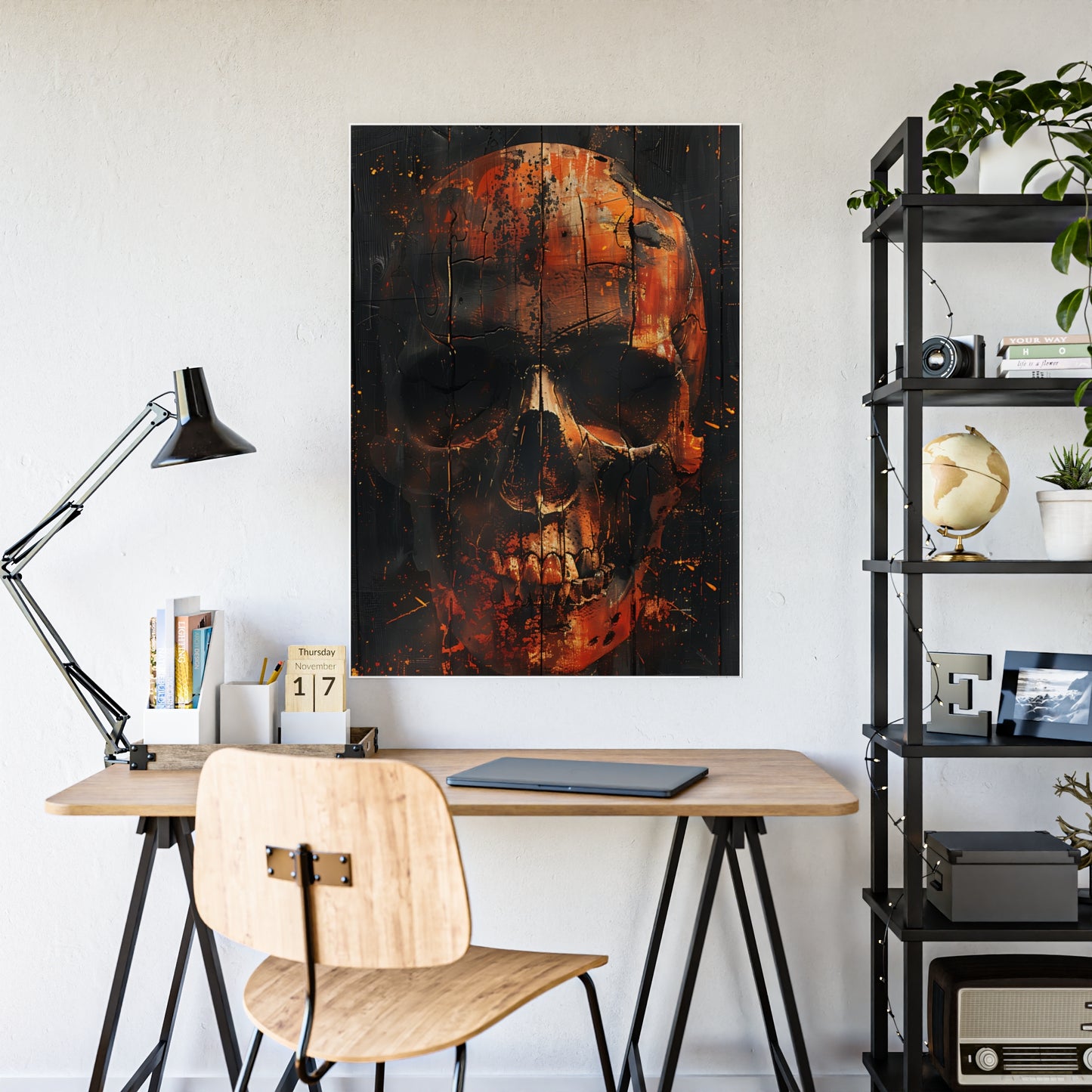 Skull Art Poster, Dark Aesthetic Wall Decor, Gothic Home Decor, Unique Gift Idea - VYBE Shop