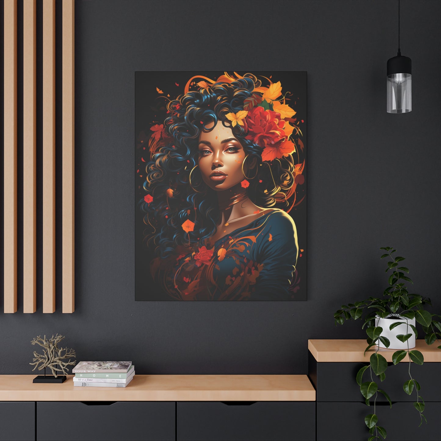 Canvas Wall Art featuring Vibrant Autumn Queen Design, Home Decor, Gift for Art Lovers, Fall Aesthetic, Boho Style - VYBE Shop