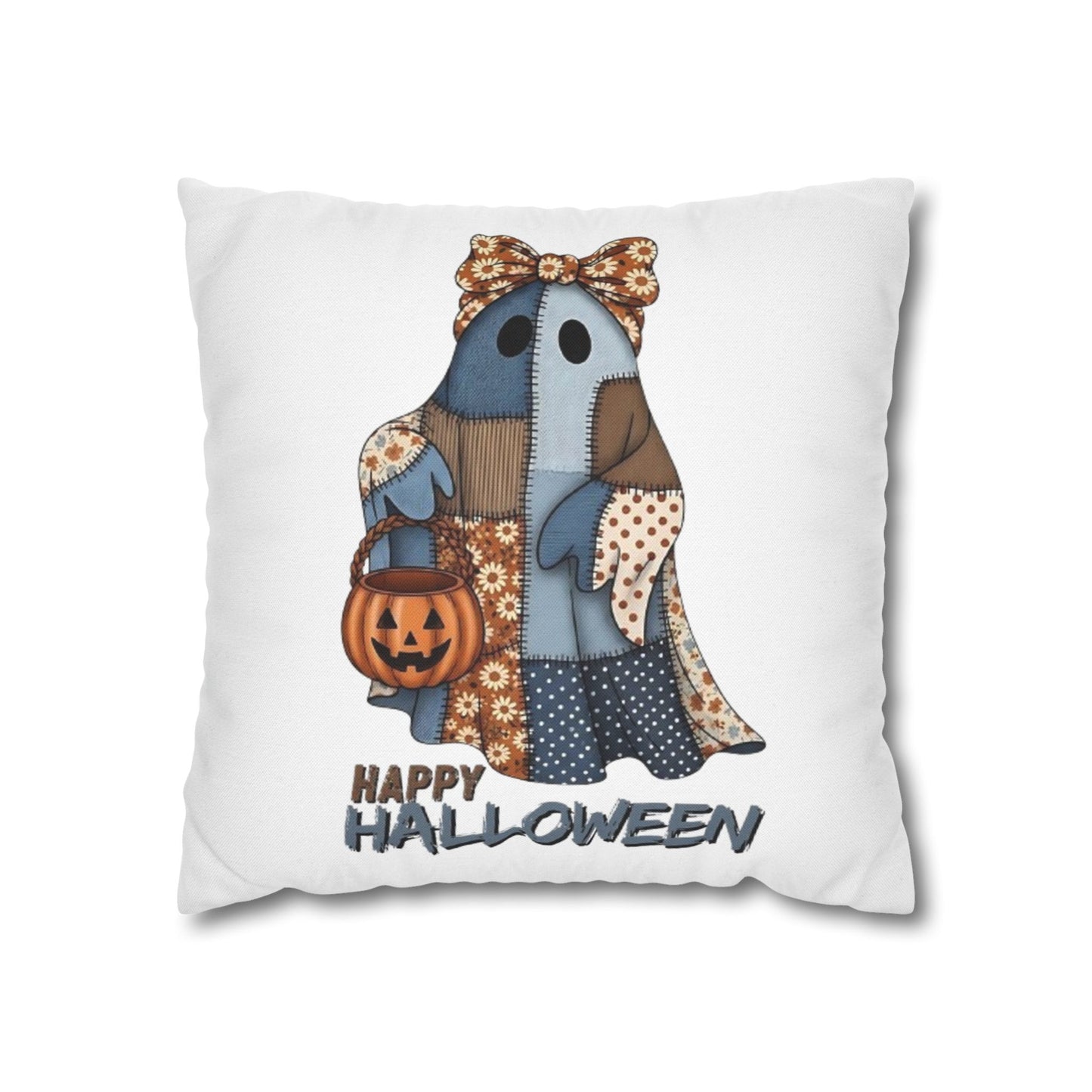 Halloween Ghost Pillowcase | Spun Polyester Cushion Cover, Fall Decor, Spooky Home, Cozy Halloween, Gift for Halloween Lovers - VYBE Shop