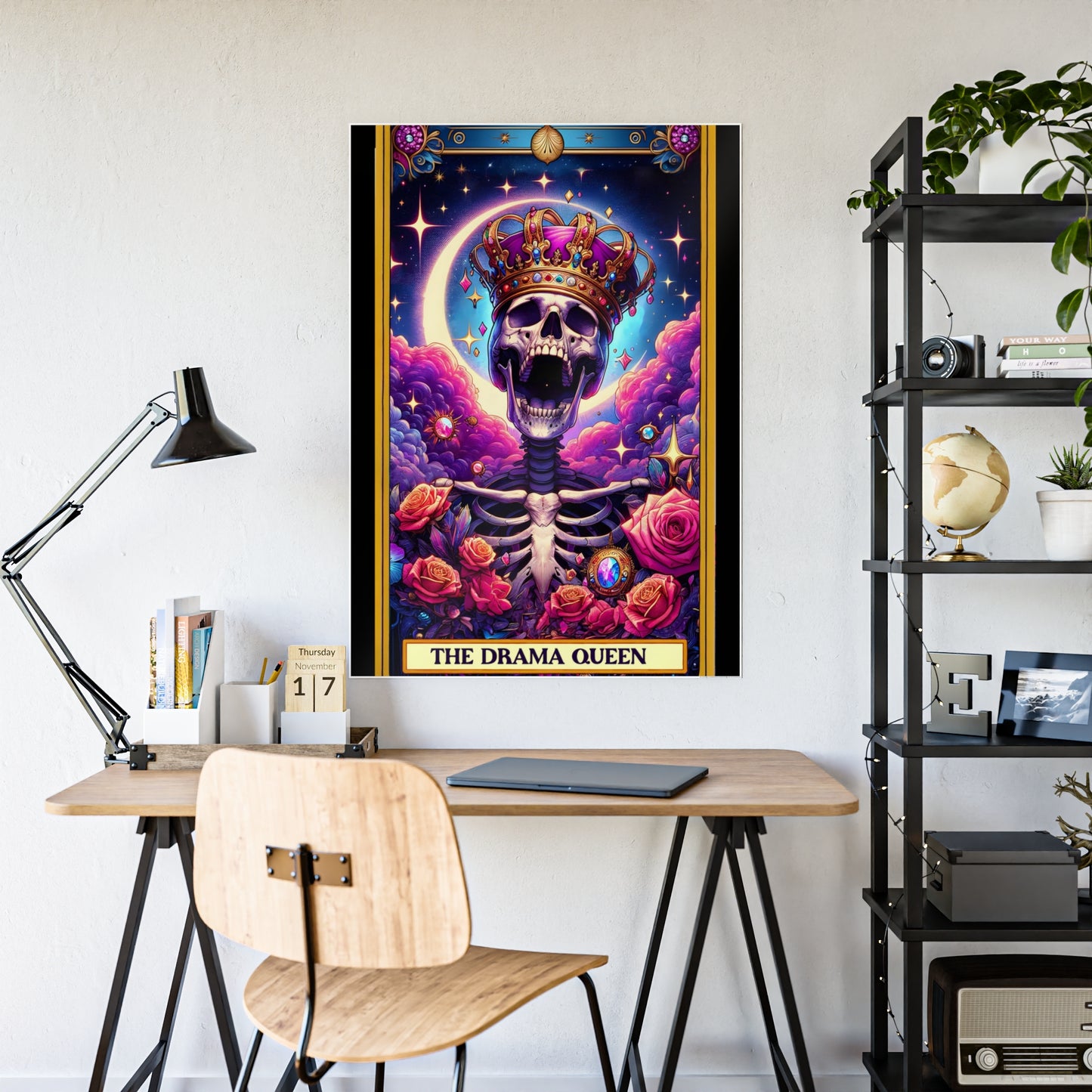 Drama Queen Skeleton Poster - Unique Tarot Wall Decor for Your Space - VYBE Shop