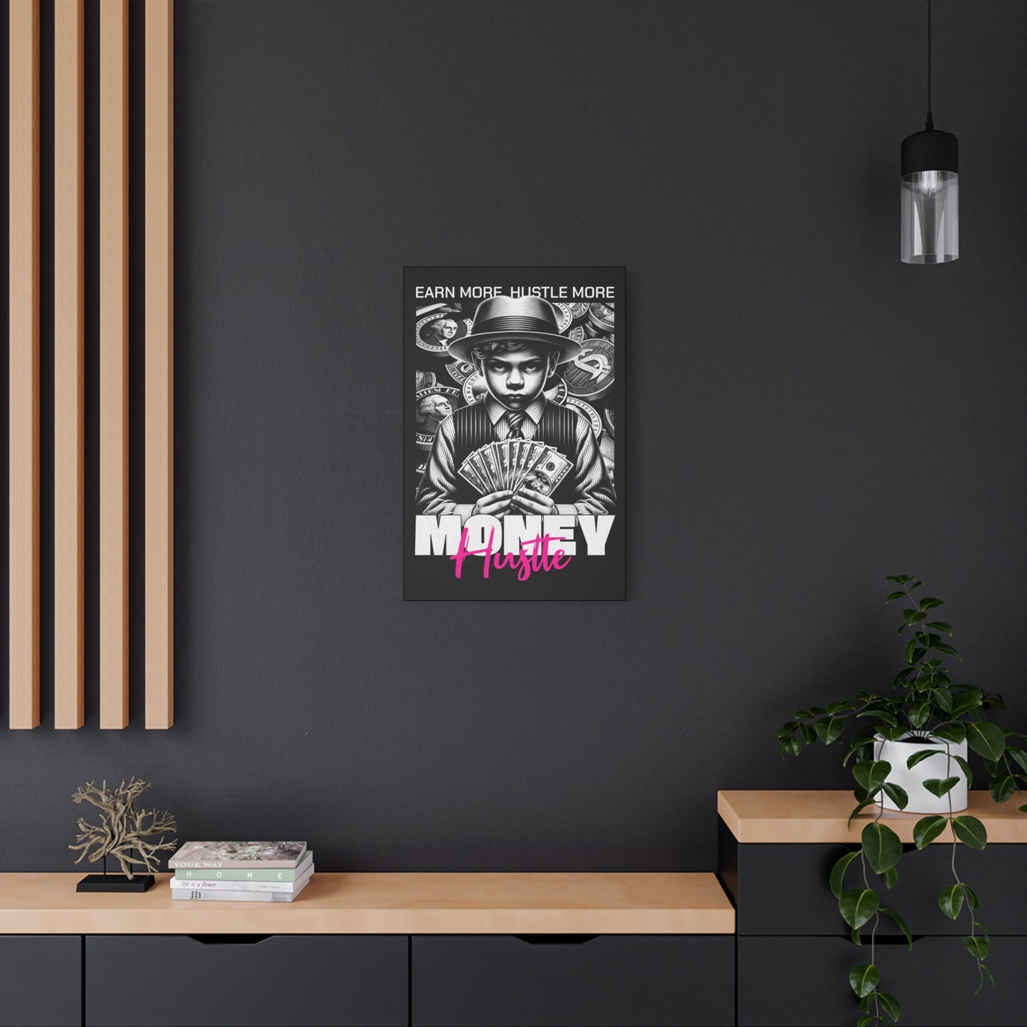Money Hustle Matte Canvas Art Print, Motivational Wall Decor, Hustler Gift, Office Art, Entrepreneurship Wall Art, Home Decor - VYBE Shop