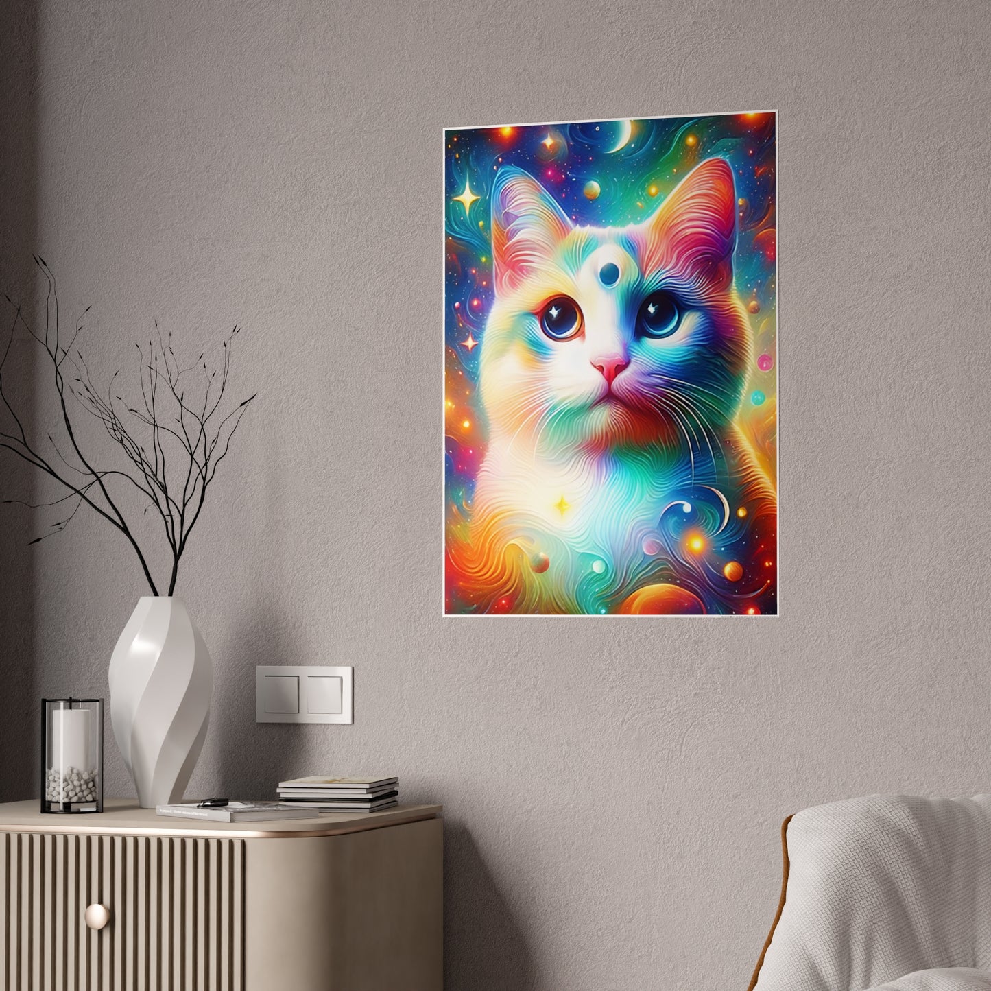 Colorful Cat Poster - Vibrant Home Decor, Pet Lover Gift, Wall Art, Cat Lover Decor, Vibrant Art Print - VYBE Shop