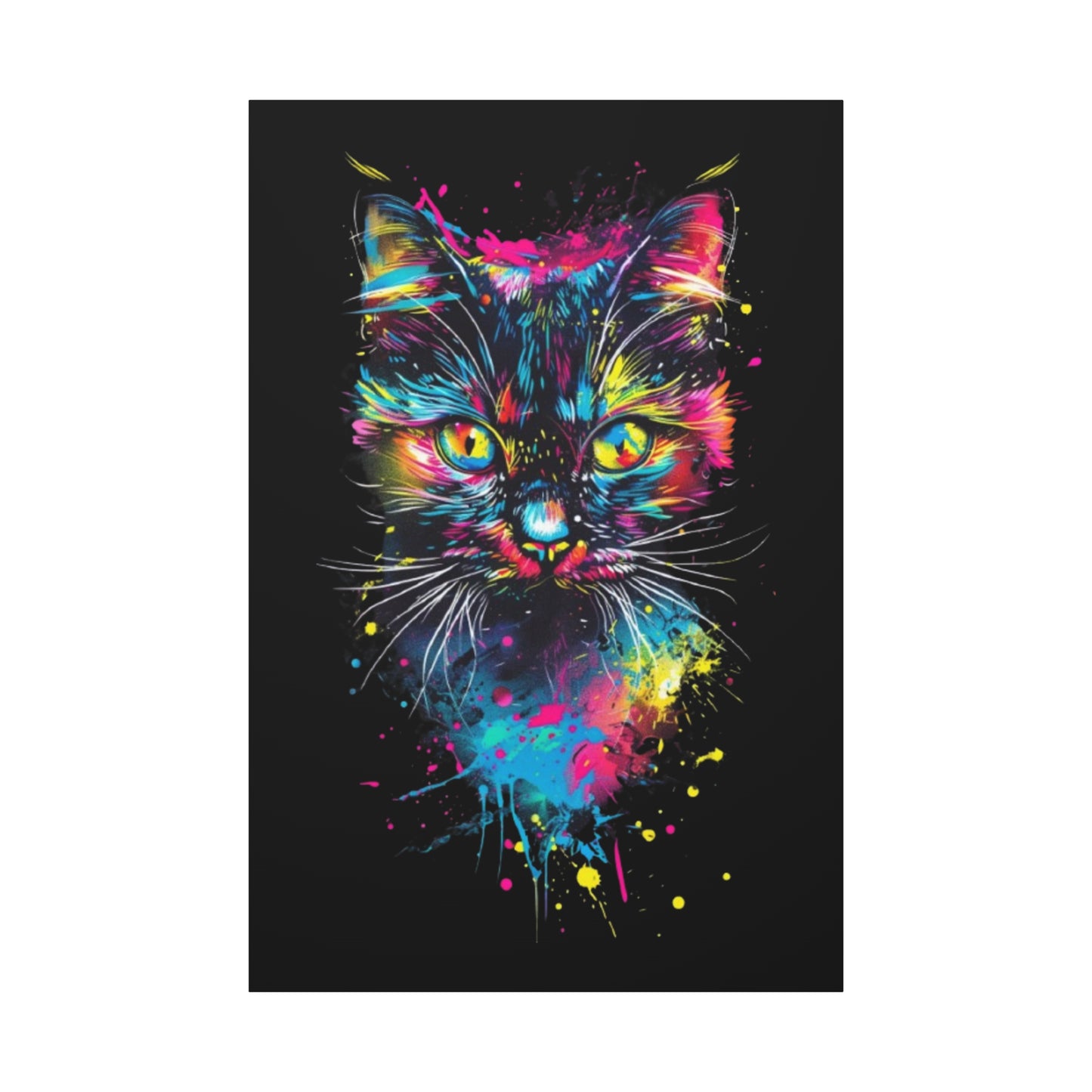 Vibrant Cat Art Canvas Wall Decor, Colorful Cat Portrait, Animal Wall Art, Cat Lover Gift, Home Decor - VYBE Shop