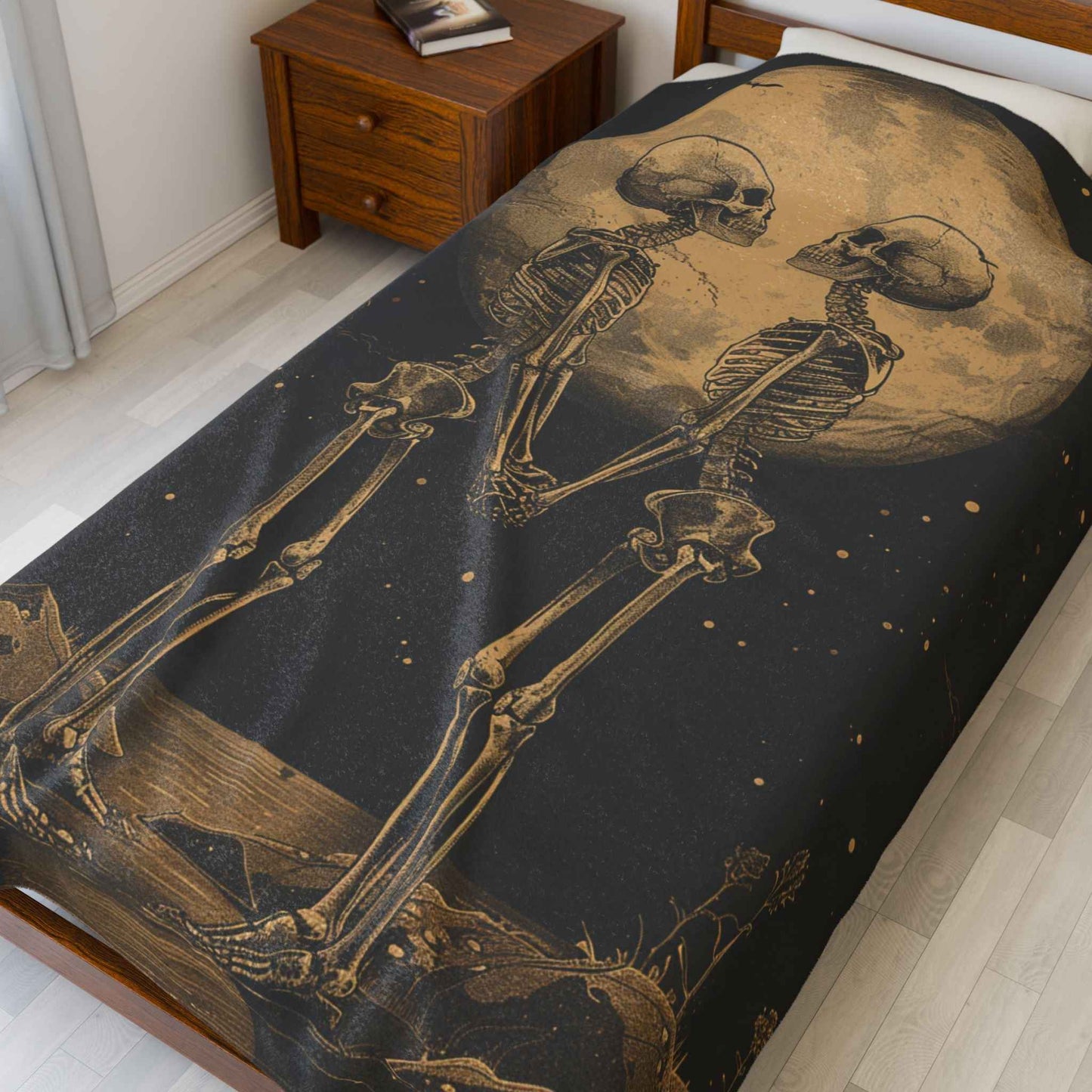 Romantic Skeleton Plush Blanket for Cozy Nights