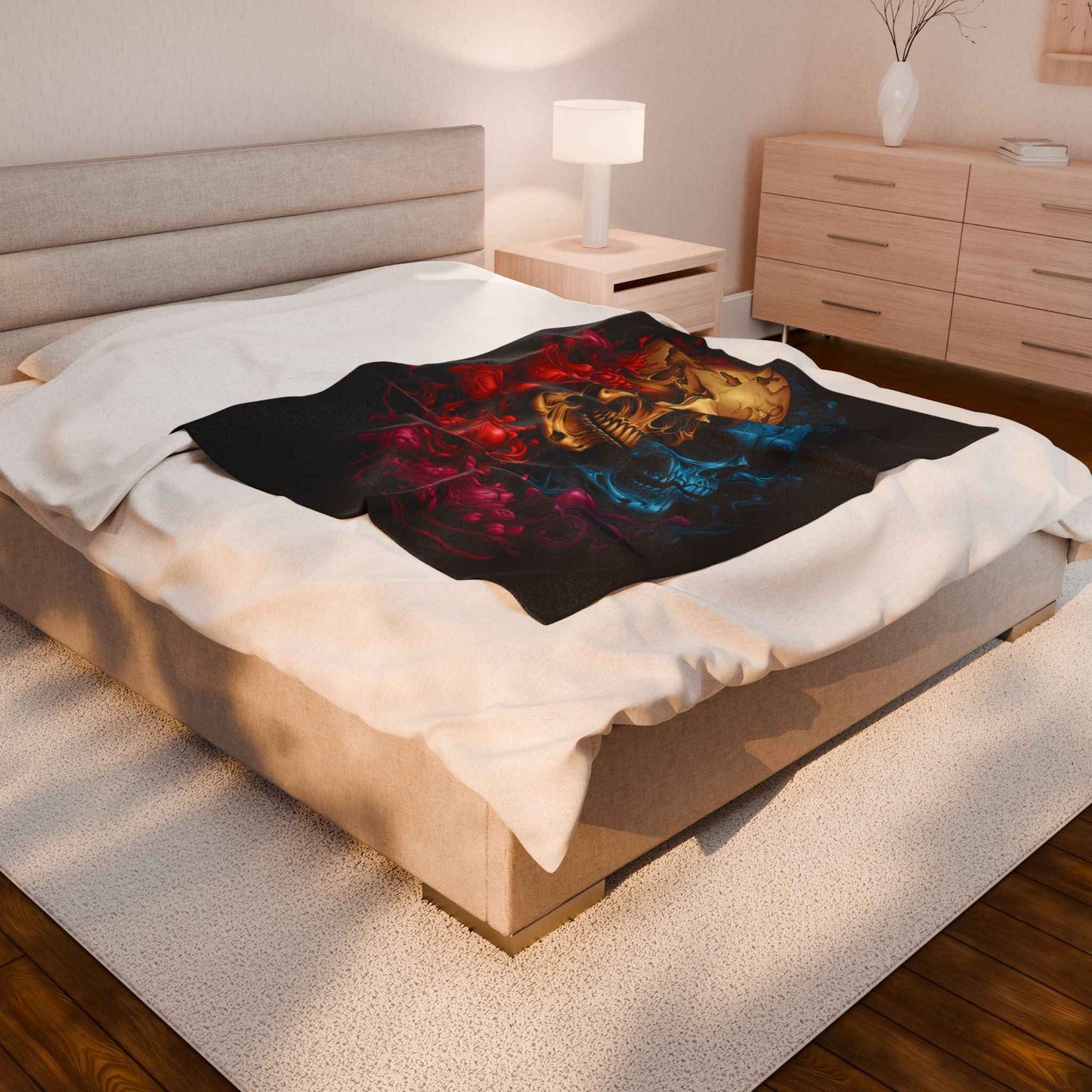 Skull Plush Blanket | Cozy Gothic Decor for Halloween and Home Throw