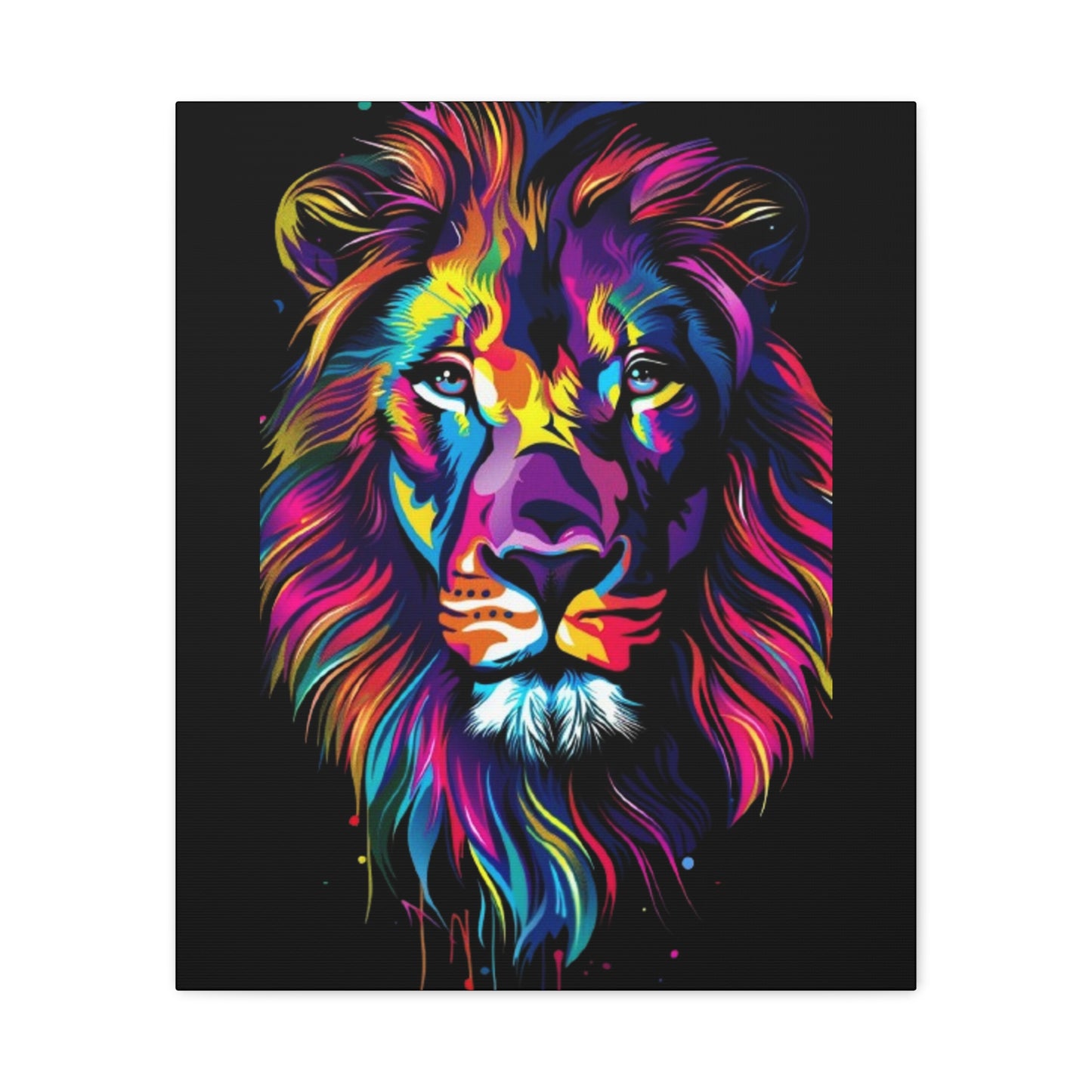 Neon Lion Art Canvas, Colorful Wall Decor, Animal Lover Gift, Home Decoration, Boho Style - VYBE Shop