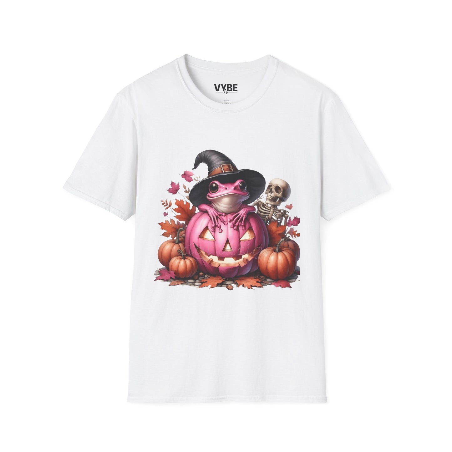 Halloween- Cute Pink Halloween Frog T-Shirt, Pumpkin Tee, Fall Apparel, Unisex Halloween Shirt, Cute Skeleton Design - VYBE Shop