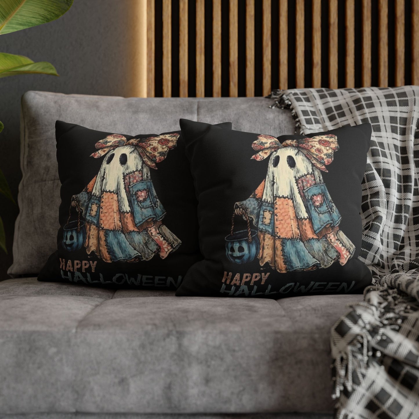Halloween Ghost Pillowcase, Decorative Cushion Cover, Spooky Home Decor, Fall Gift, Cozy Halloween Accent, Autumn Decoration - VYBE Shop