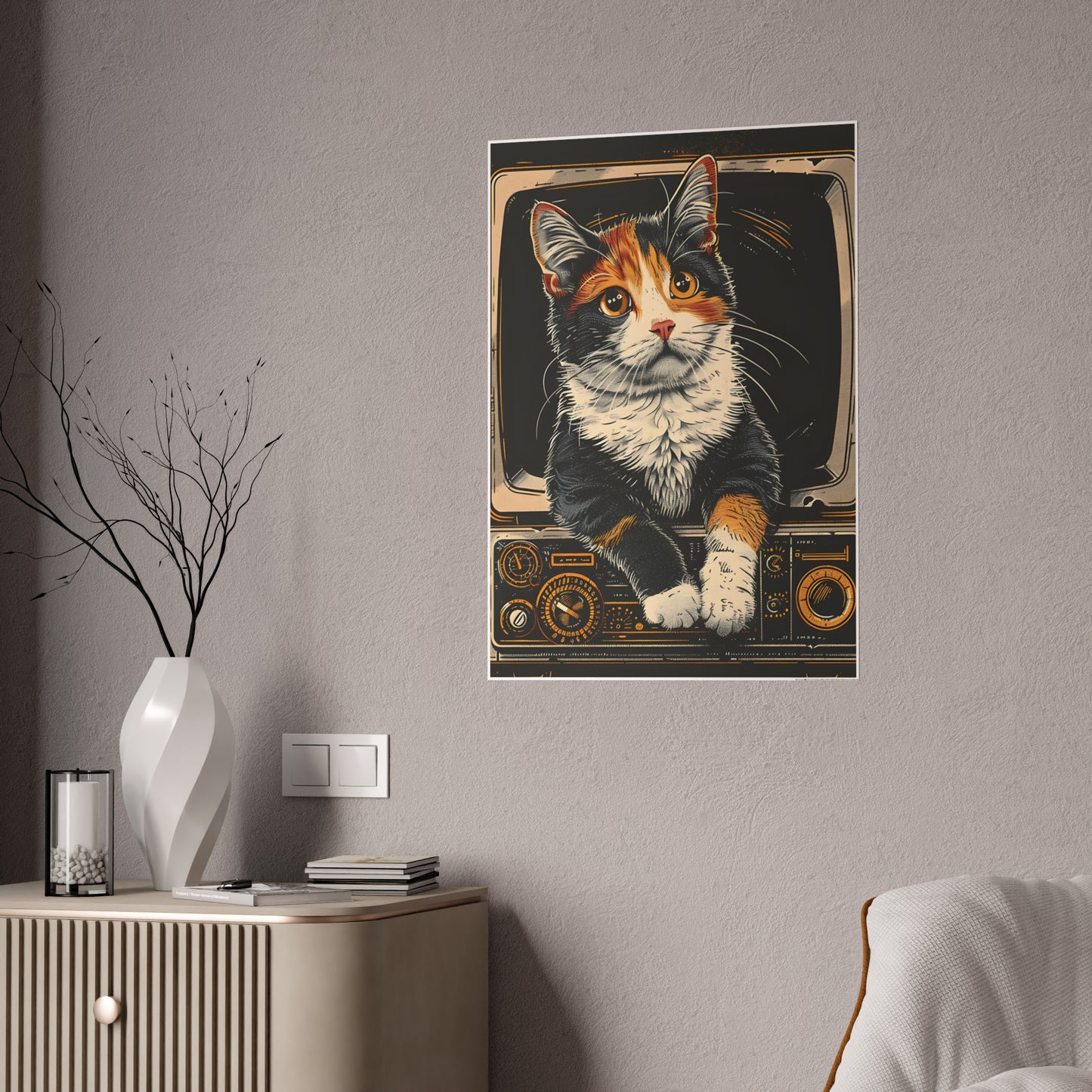 Cat Charming Cat Gloss Poster, Cat Lover Wall Art, Vintage Style Cat Print - VYBE Shop