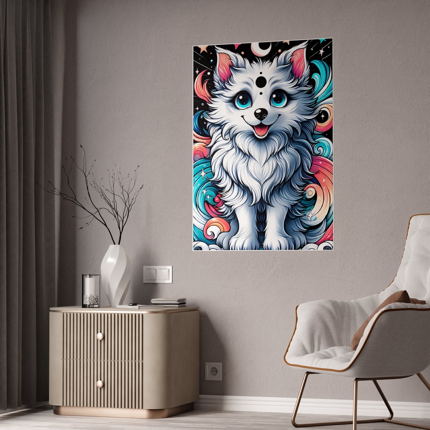 Glossy Wolf Art Poster, Colorful Animal Poster - VYBE Shop