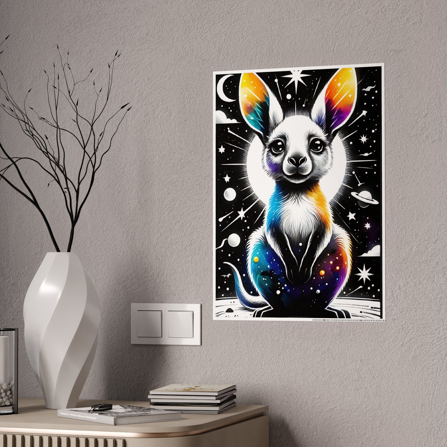 Vibrant Animal Wall Art Print, Glossy Poster of Colorful Rabbit Design - VYBE Shop