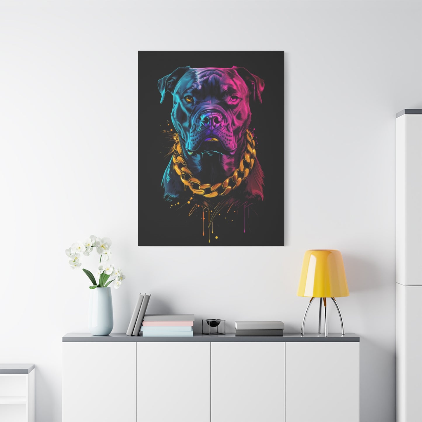 Neon Dog Portrait Canvas Print, Colorful Pet Art Wall Decor, Dog Lover Gift, Home Decoration, Unique Pet Memorial - VYBE Shop