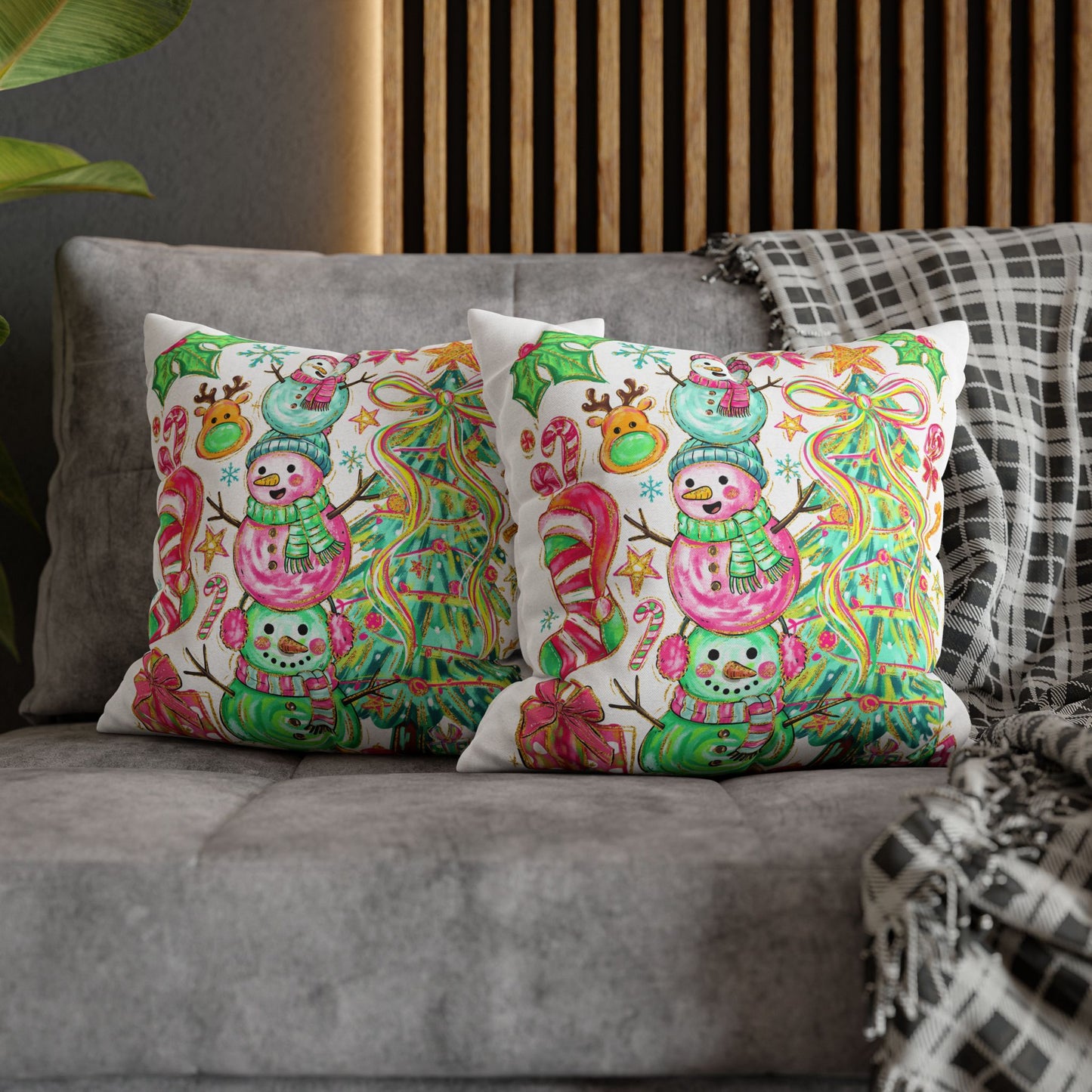 Festive Christmas Pillowcase, Holiday Decor, Winter Home Accent, Cute Snowman Design, Cozy Cushion Cover - VYBE Shop