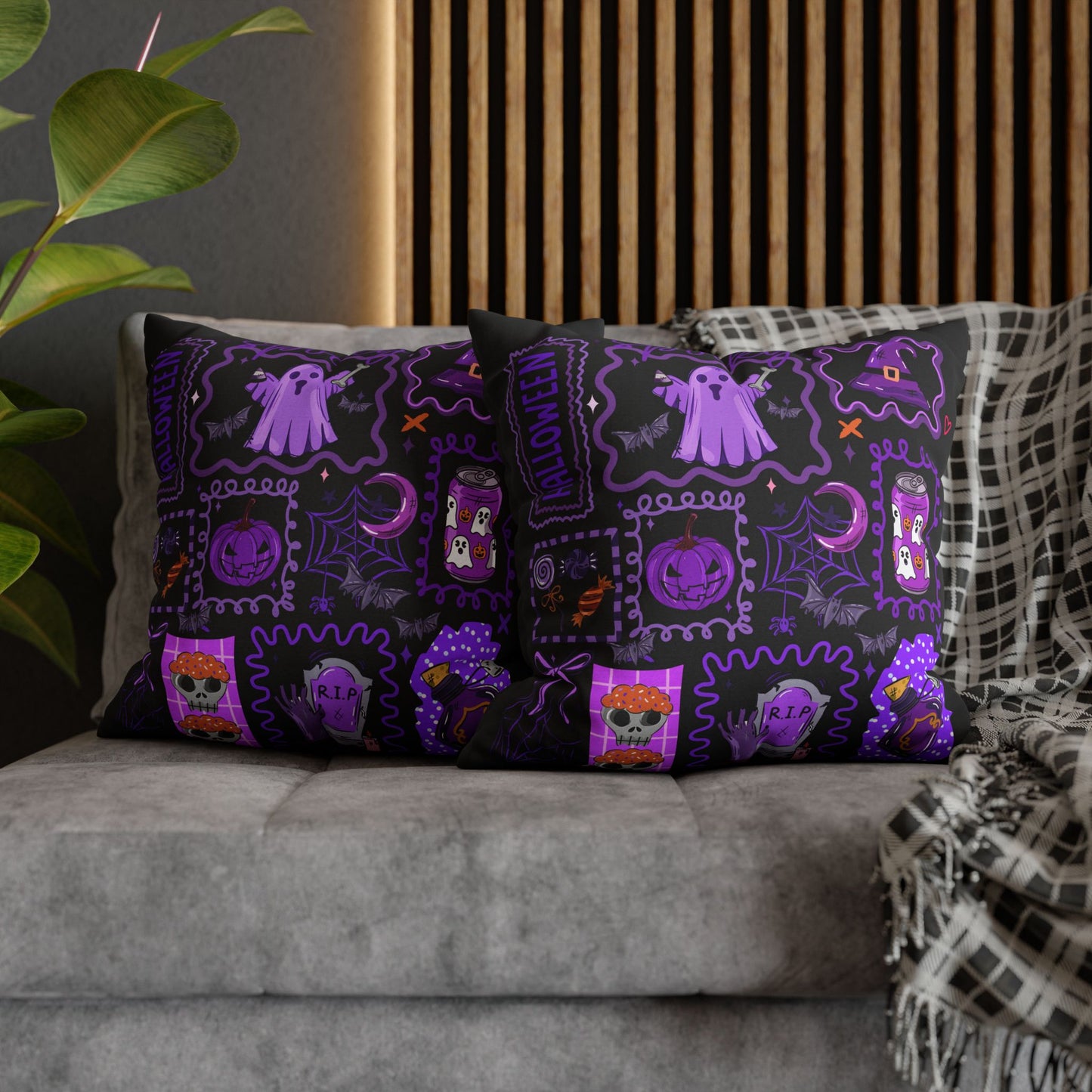 Halloween Pillowcase - Spooky Home Decor Cushion Cover with Ghost and Pumpkin Design - VYBE Shop
