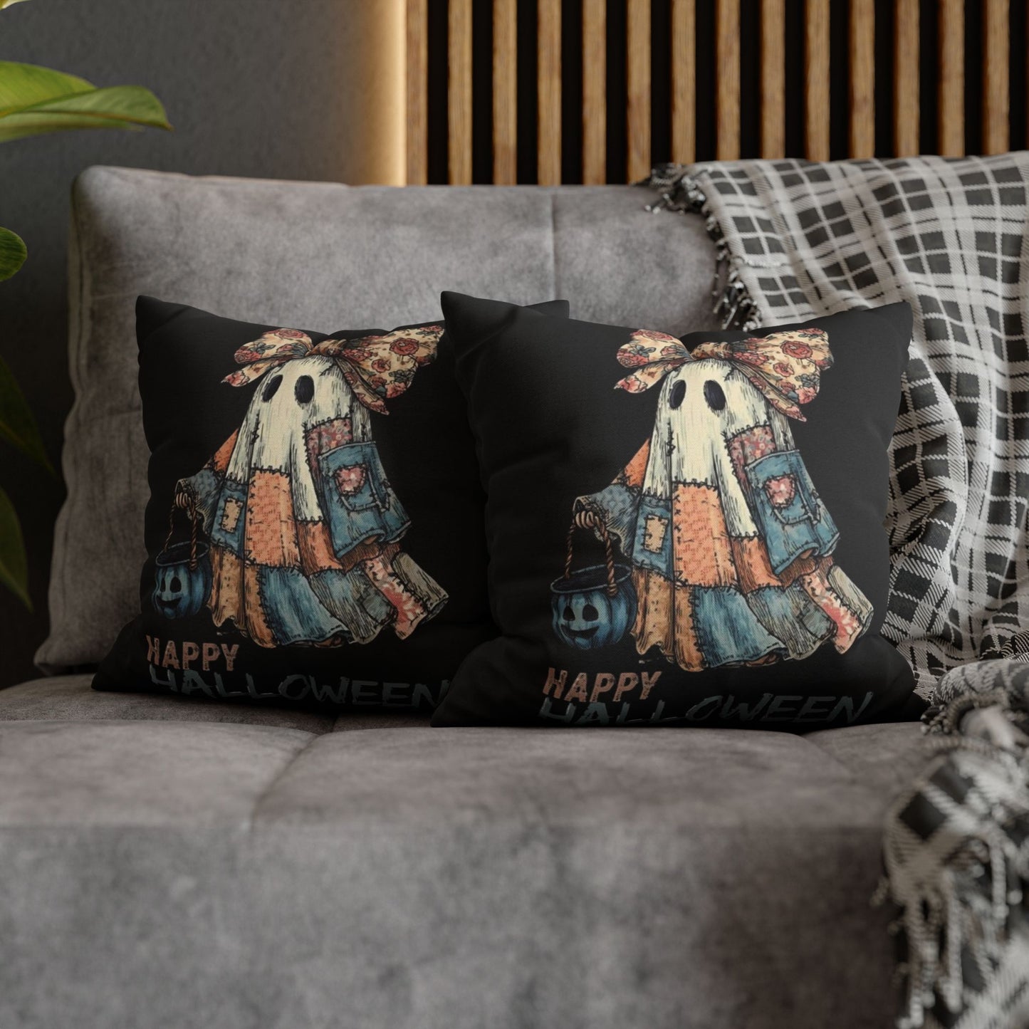 Halloween Ghost Pillowcase, Decorative Cushion Cover, Spooky Home Decor, Fall Gift, Cozy Halloween Accent, Autumn Decoration - VYBE Shop