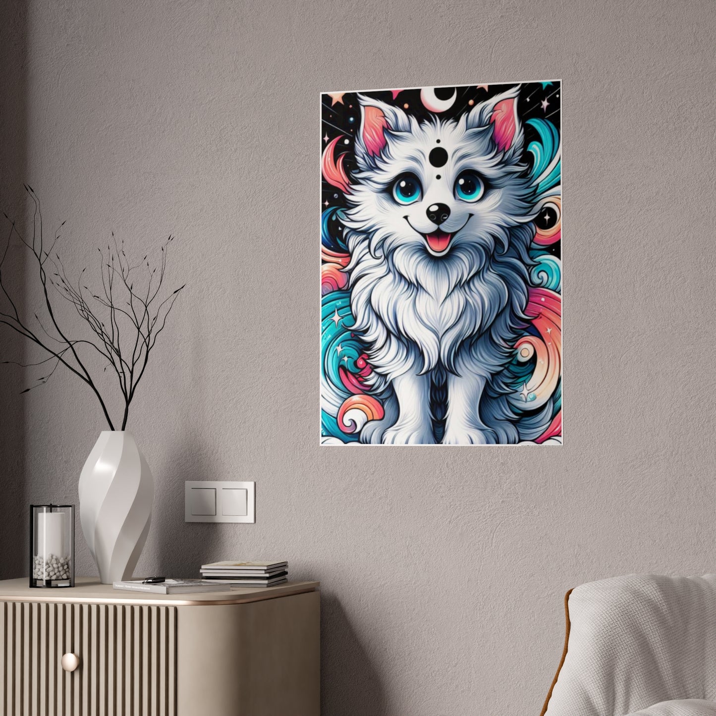Glossy Cute Dog Art Poster - Adorable Dog Illustration for Pet Lovers - VYBE Shop