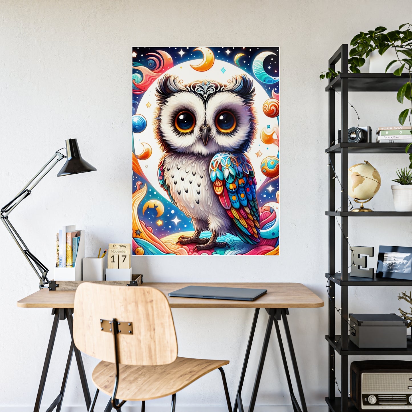 Vibrant Owl Art Poster, Colorful Wall Decor - VYBE Shop
