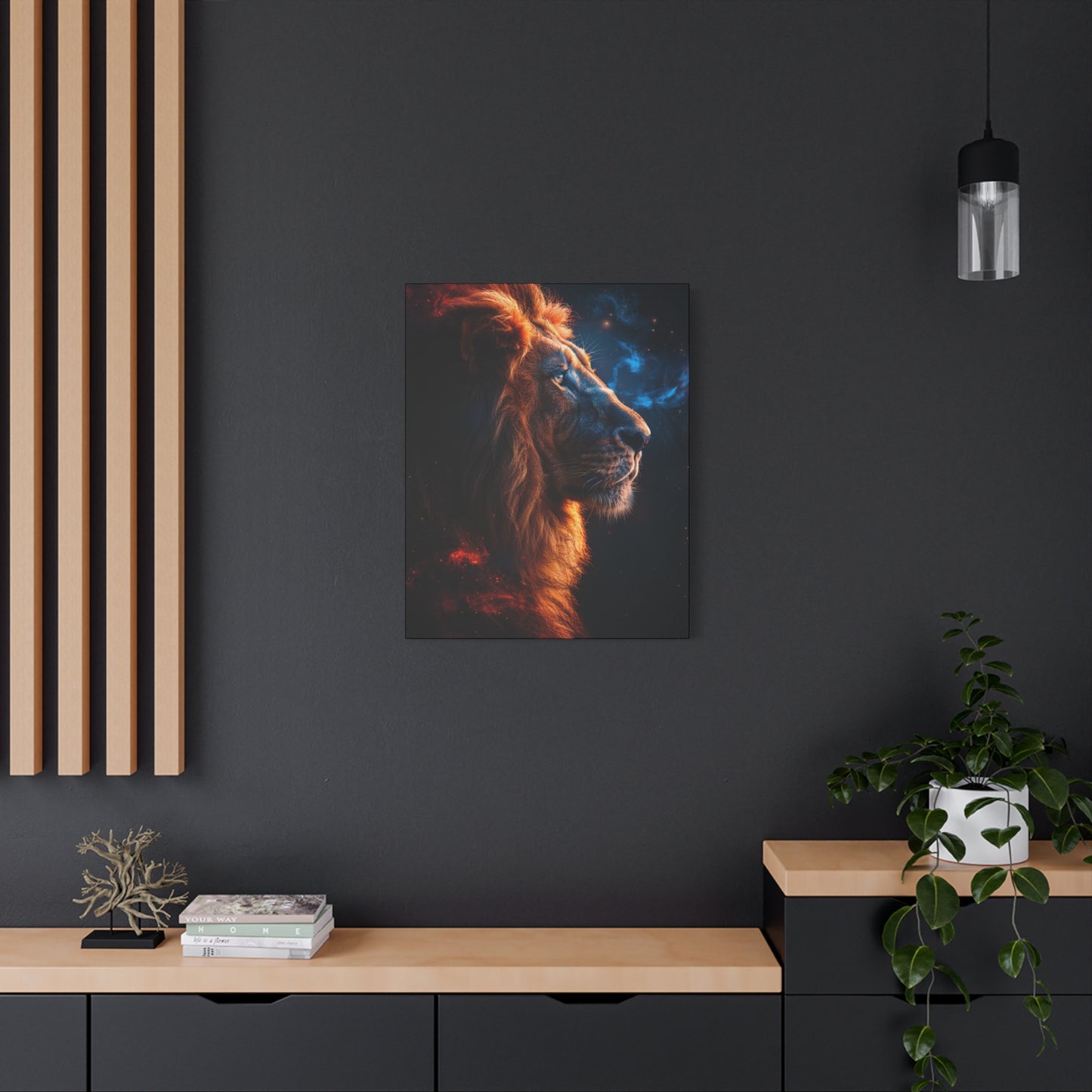 Galactic Lion Canvas Art Print, Cosmic Wall Decor, Animal Lover Gift, Unique Home Decoration, Inspirational Artwork - VYBE Shop