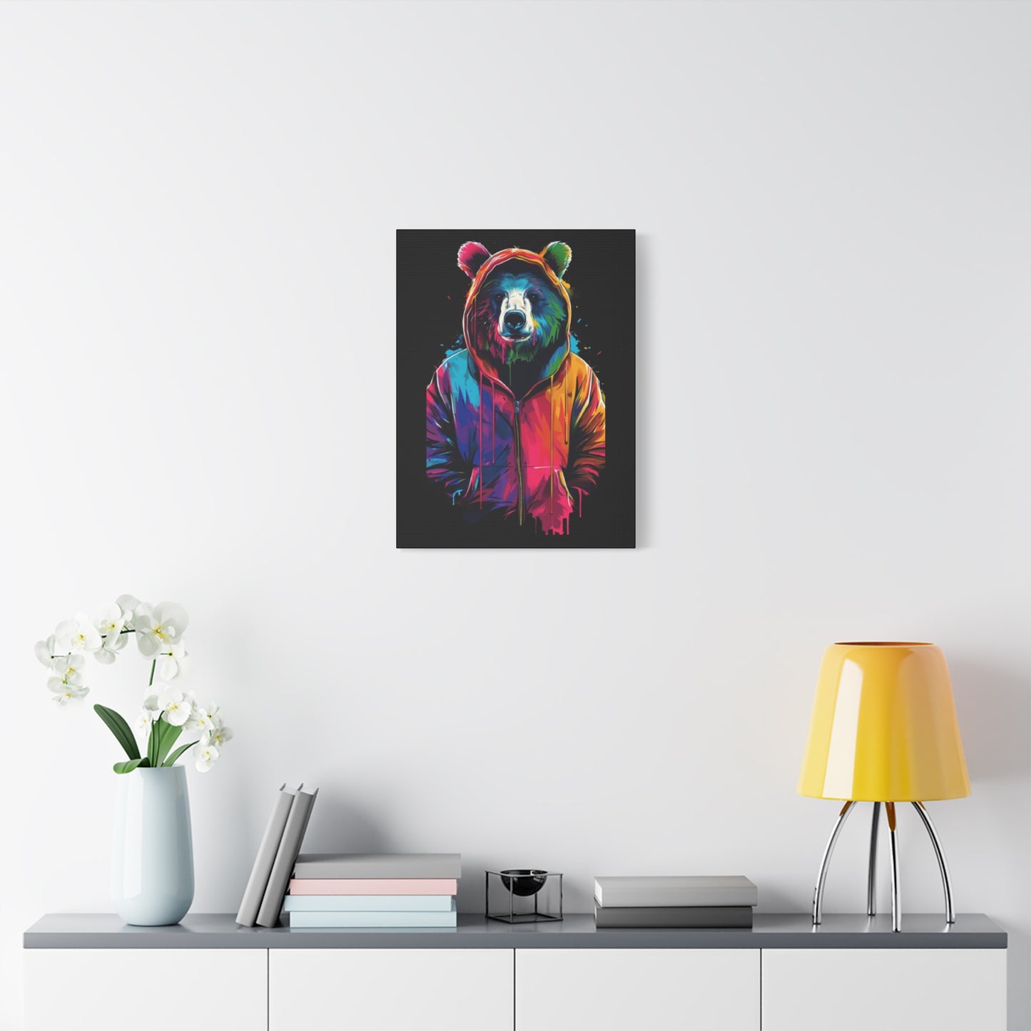 Vibrant Bear Canvas Art, Colorful Wall Decor, Modern Animal Painting, Home Aesthetic, Unique Gift Idea, Wildlife Lover Decor - VYBE Shop