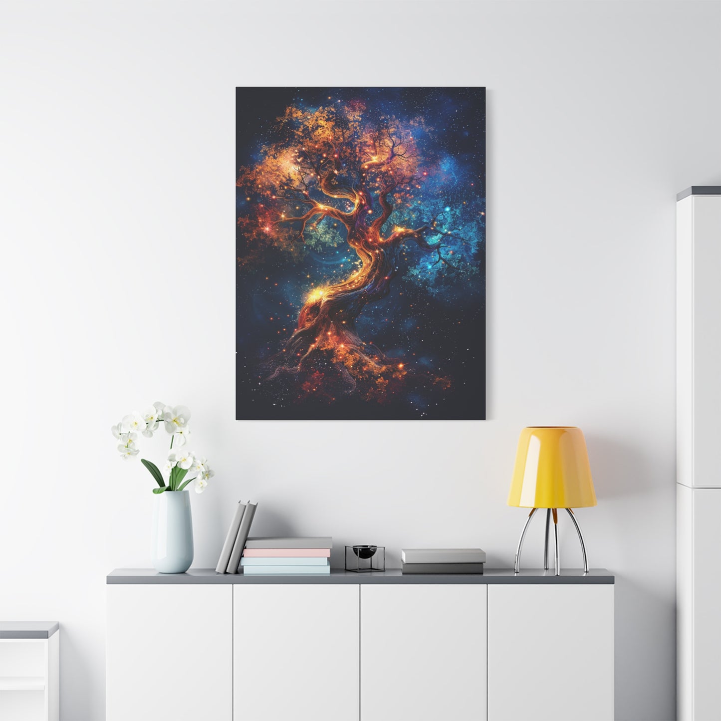 Galactic Tree Canvas Print, Vibrant Cosmic Art, Home Décor, Gift for Nature Lovers, Unique Wall Art, Space-Themed Decoration - VYBE Shop