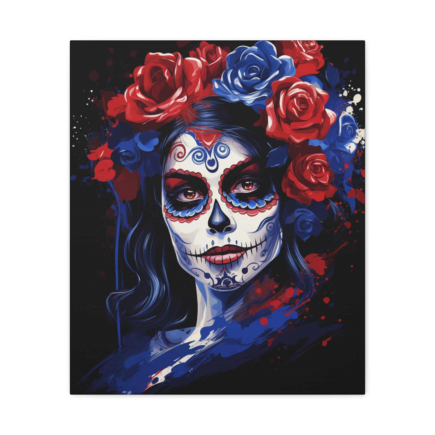 Canvas Art Print, Day of the Dead Decor, Floral Skull Artwork, Gothic Wall Art, Halloween Decoration, Unique Gift Idea, Mexican Tradition - VYBE Shop