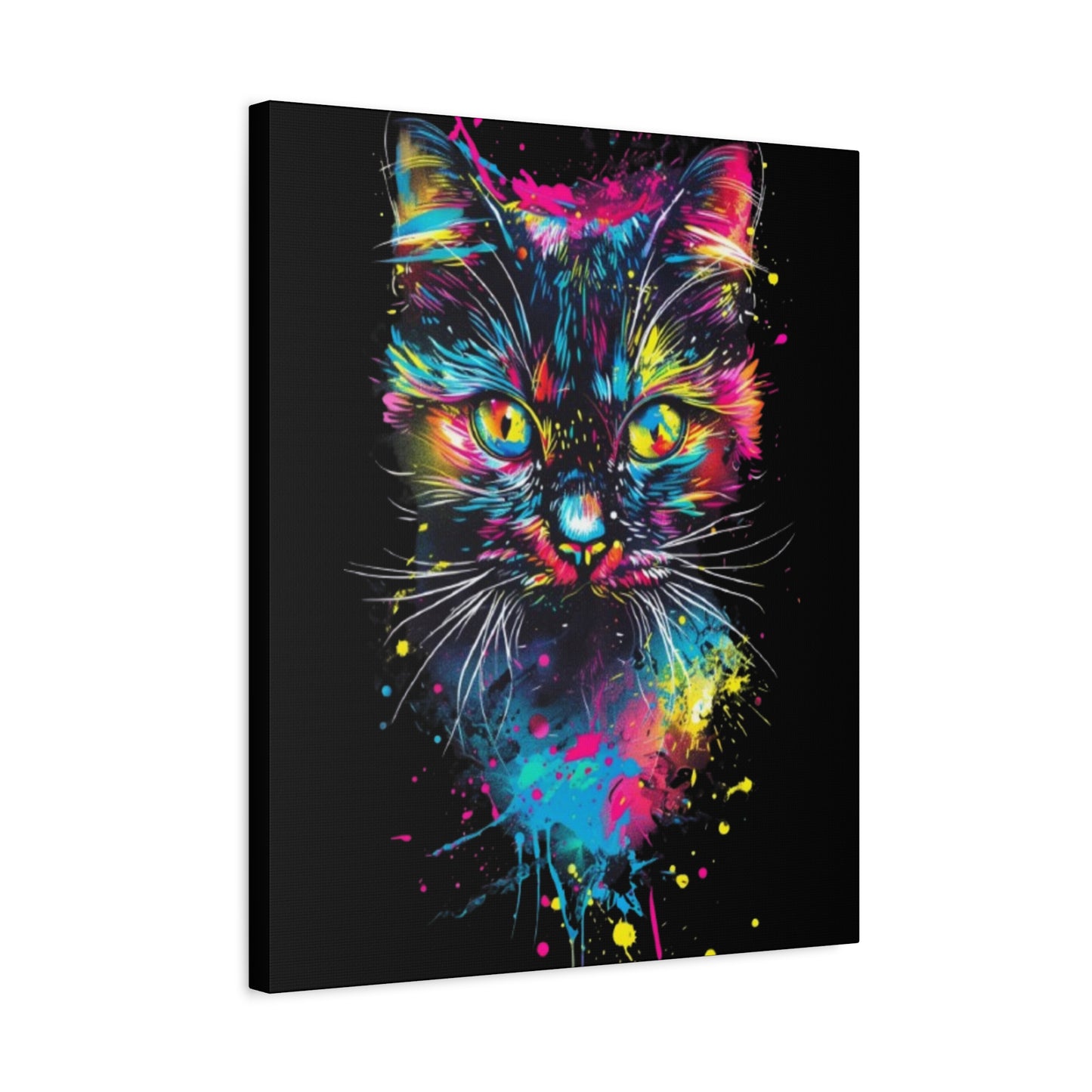 Neon Cat Art Canvas Wall Decor, Colorful Cat Portrait, Animal Wall Art, Cat Lover Gift, Home Decor - VYBE Shop