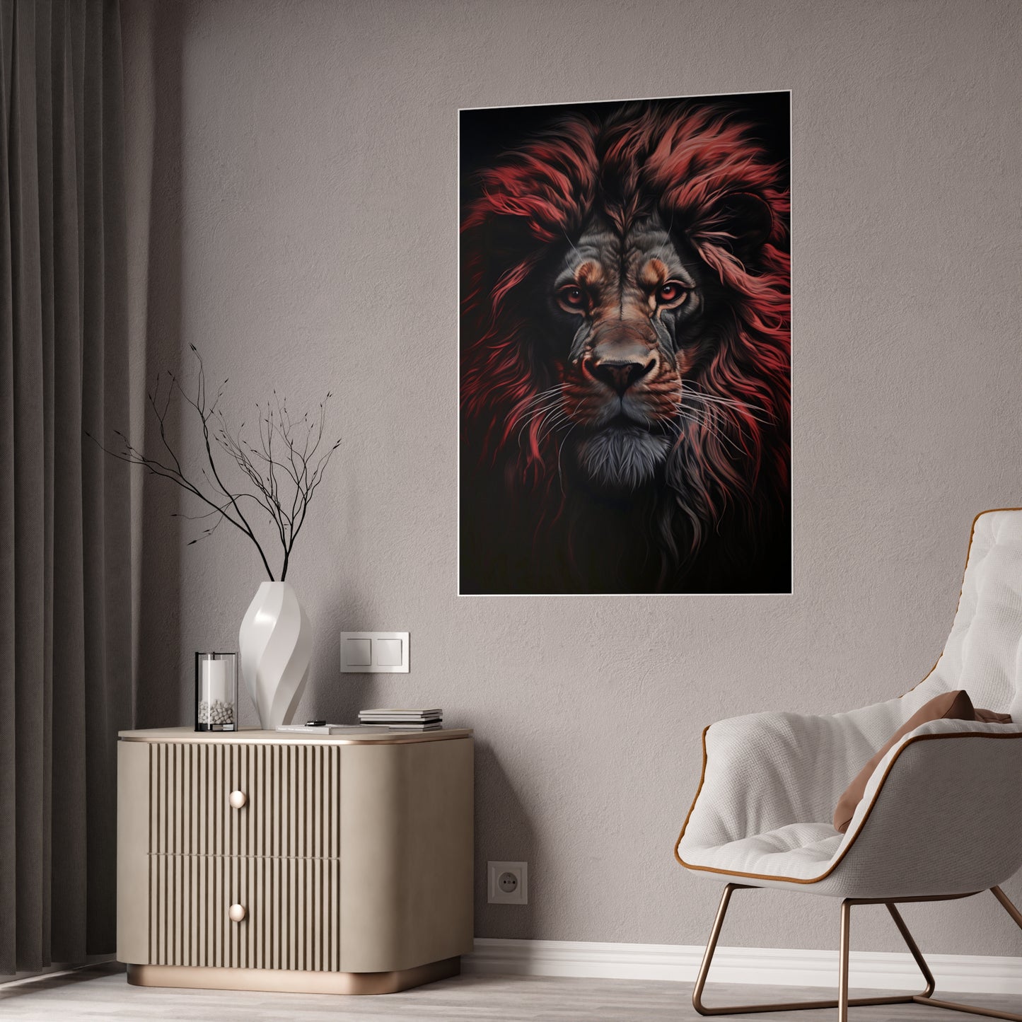 Lion Art Print Poster - Vibrant Glossy Wall Decor for Animal Lovers, Modern Home Accent, Majestic Lion Art - VYBE Shop