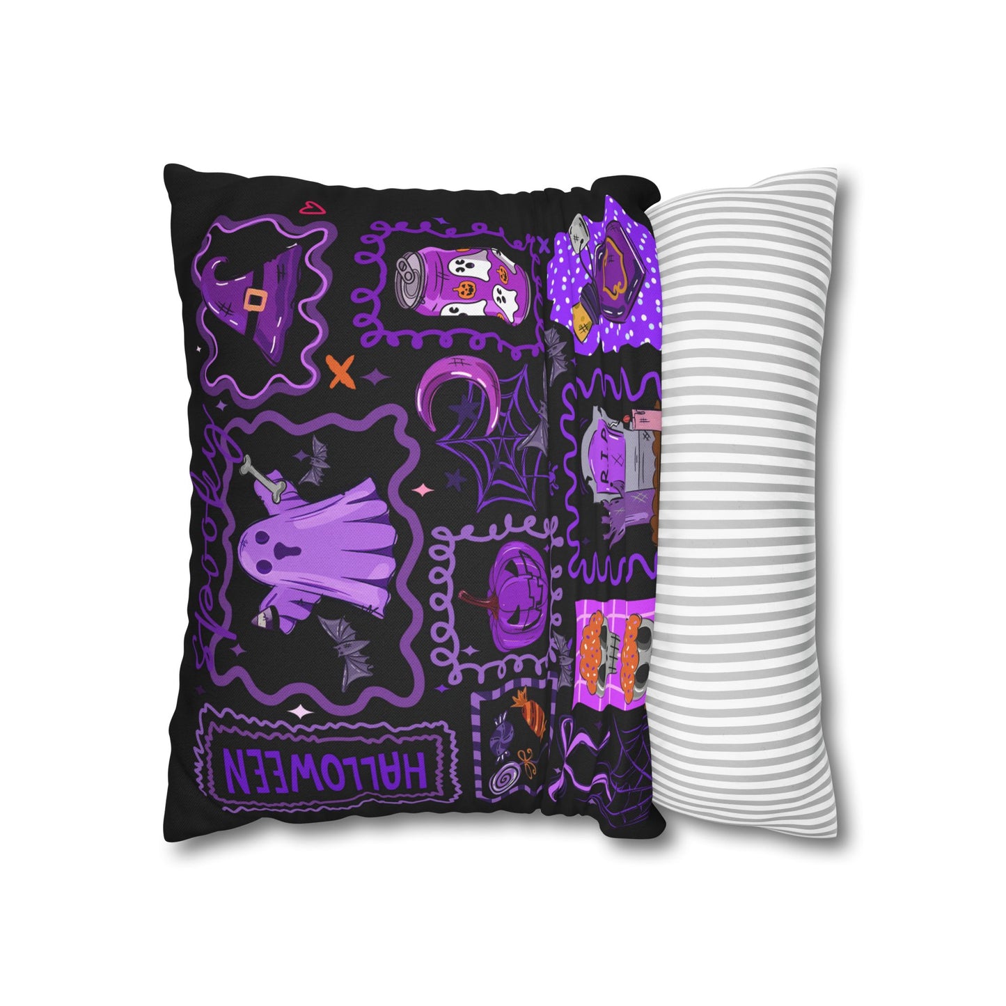 Halloween Pillowcase - Spooky Home Decor Cushion Cover with Ghost and Pumpkin Design - VYBE Shop