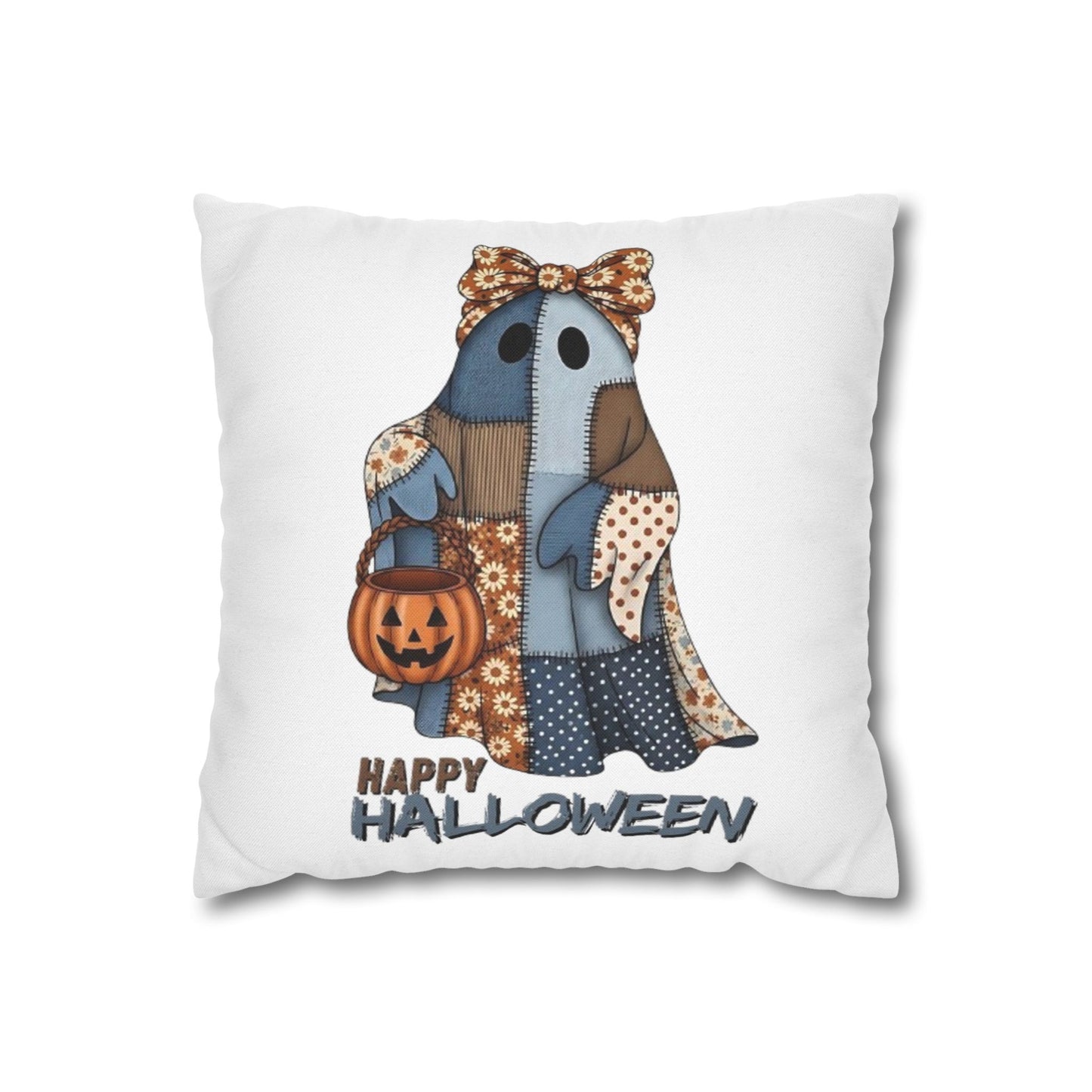 Halloween Ghost Pillowcase | Spun Polyester Cushion Cover, Fall Decor, Spooky Home, Cozy Halloween, Gift for Halloween Lovers - VYBE Shop