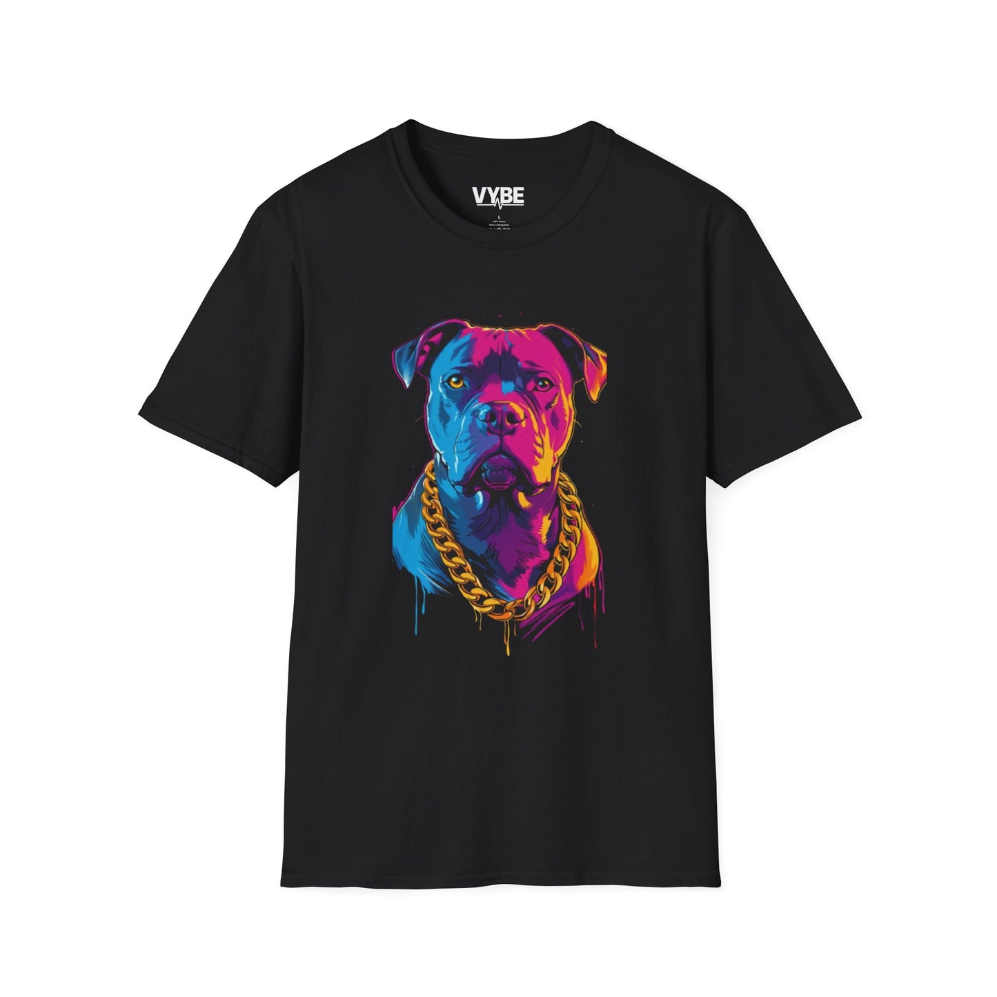 Neon- Chain-Wearing Dog T-Shirt - VYBE Shop